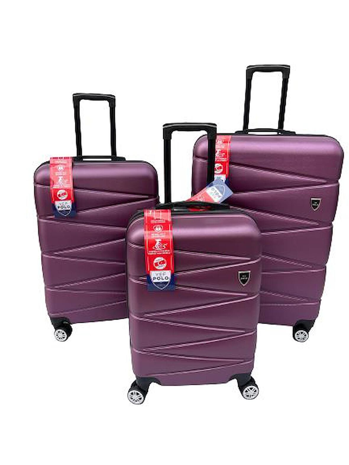 Yefa Dayanıklı Unisex 4 Tekerlekli 3'lü Set Plastik Valiz Seti