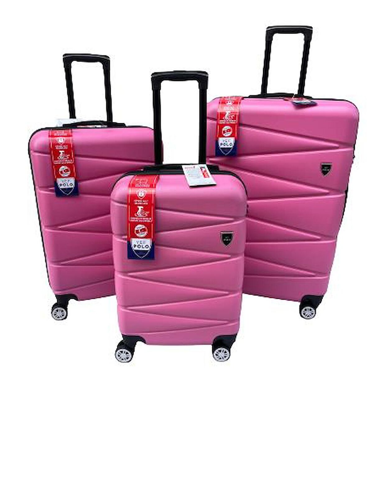 Yefa Dayanıklı Unisex 4 Tekerlekli 3'lü Set Plastik Valiz Seti