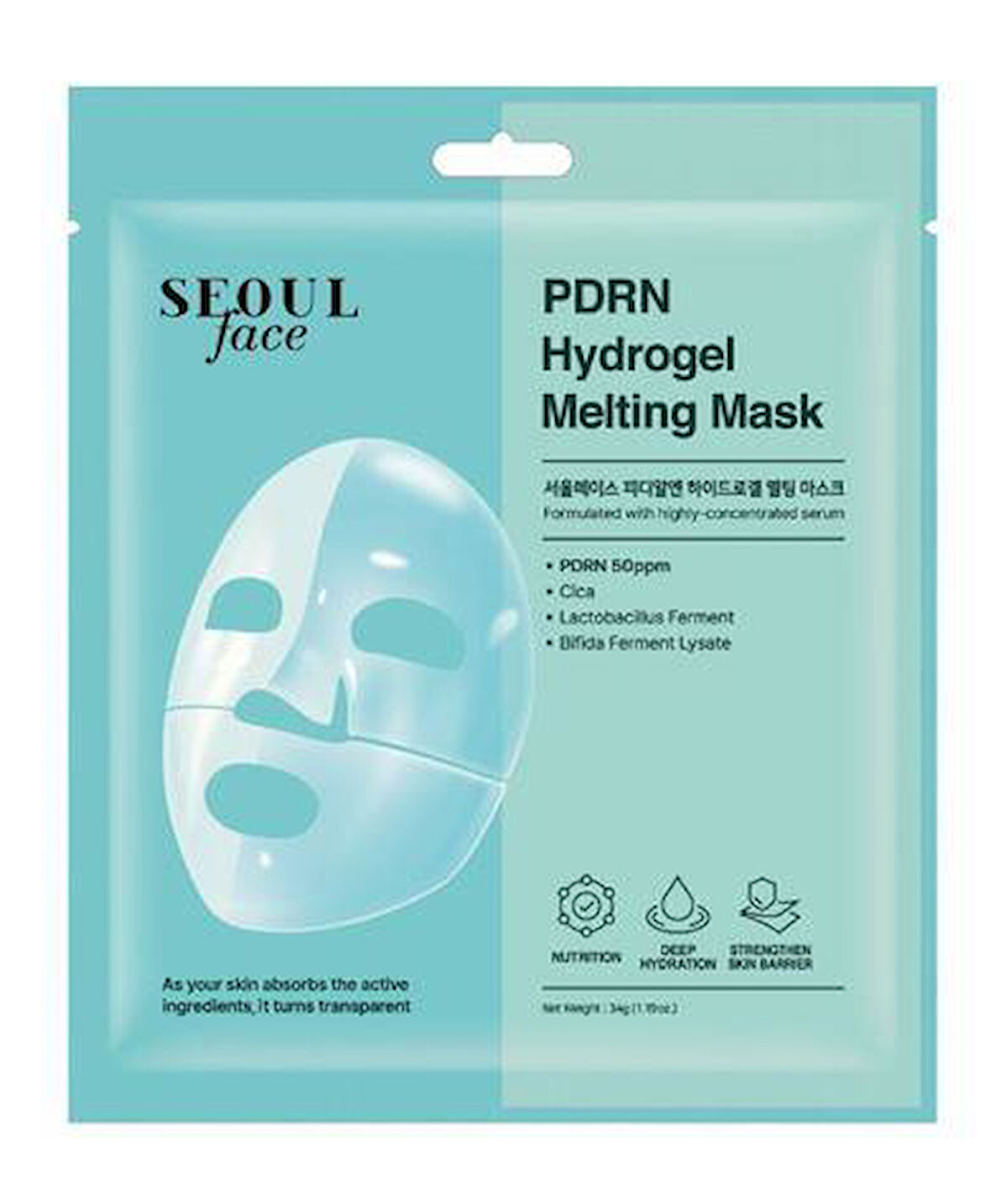 Dermal Seoul Face PDRN Hydrojel Melting Maske Derin Nemlendirici Cilt Onarıcı Şeffaf Jel Maske 34 Gr