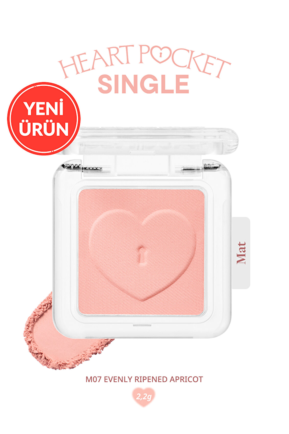 Kişiselleştirilebilir Mat Tekli Far PERIPERA Heart Pocket Single (M07 Evenly Ripened Apricot)
