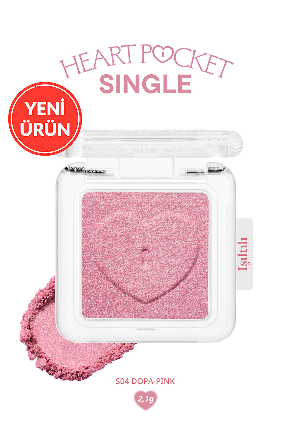 Kişiselleştirilebilir Işıltılı Tekli Far PERIPERA Heart Pocket Single (S04 Dopa-Pink)