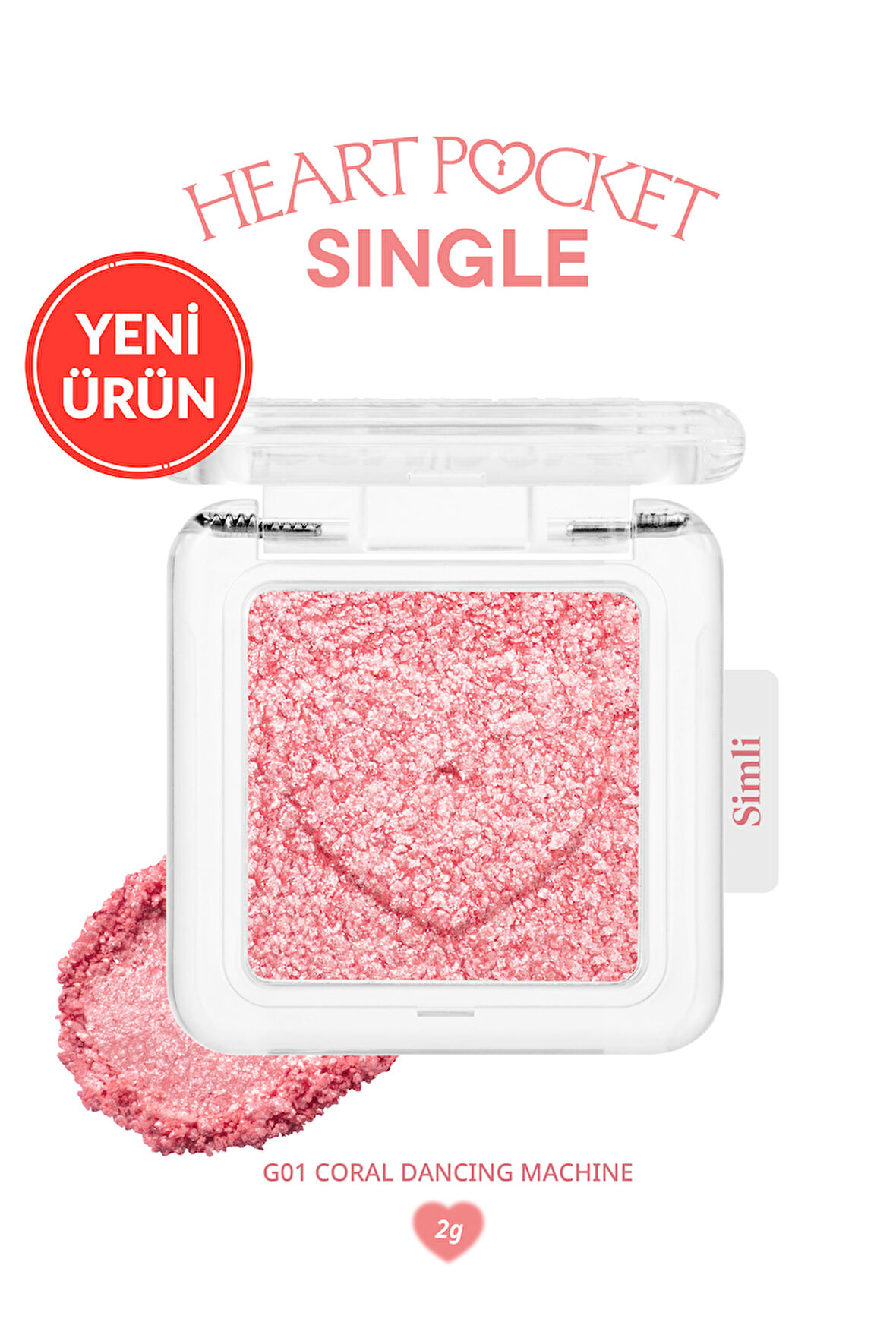 Kişiselleştirilebilir Simli Tekli Far PERIPERA Heart Pocket Single (G01 Coral Dancing Machine)