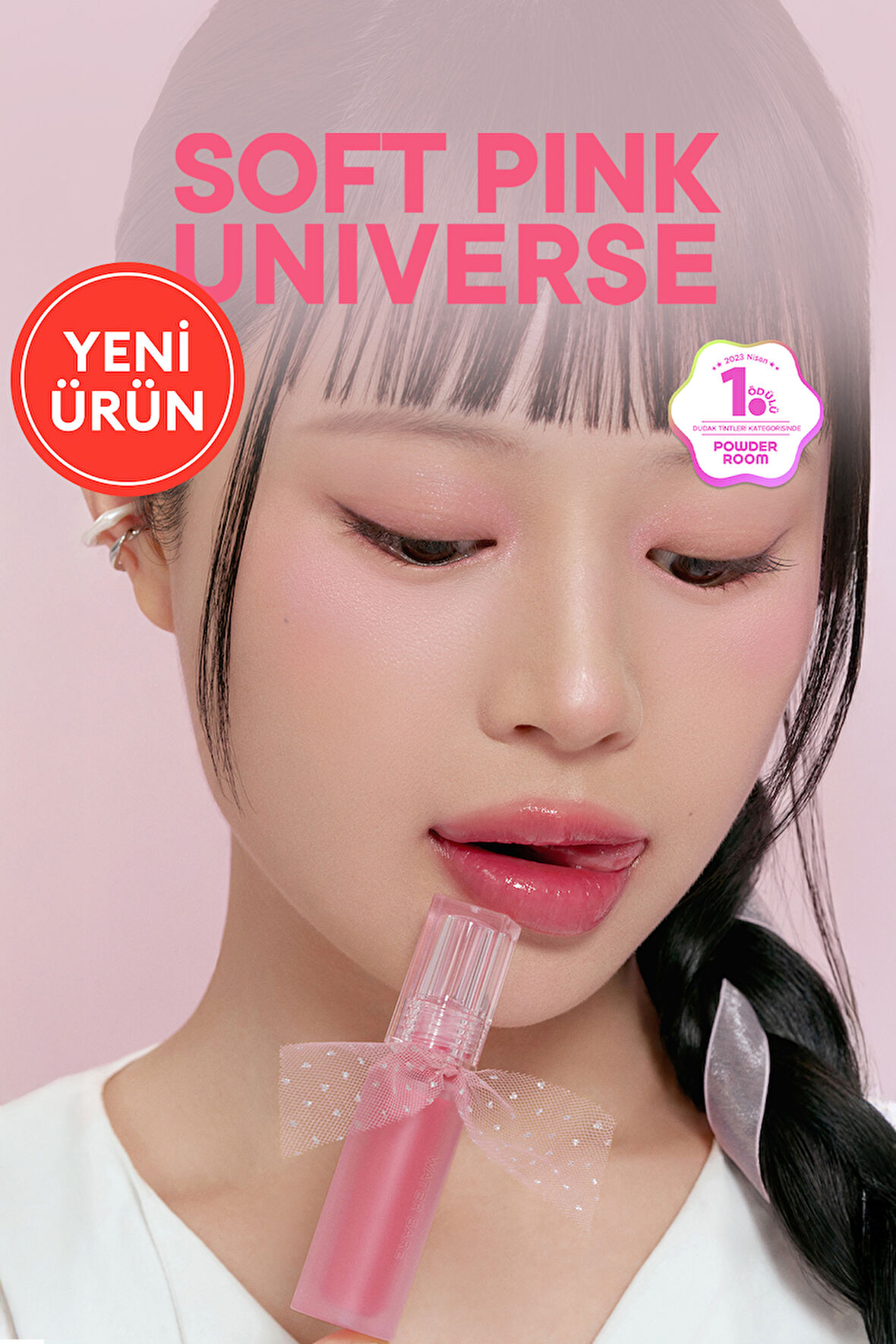 Doğal Tonlarda, Uzun Süre Kalıcı, Işıltılı Tint PERIPERA Water Bare Tint (#16 Cute Pink)