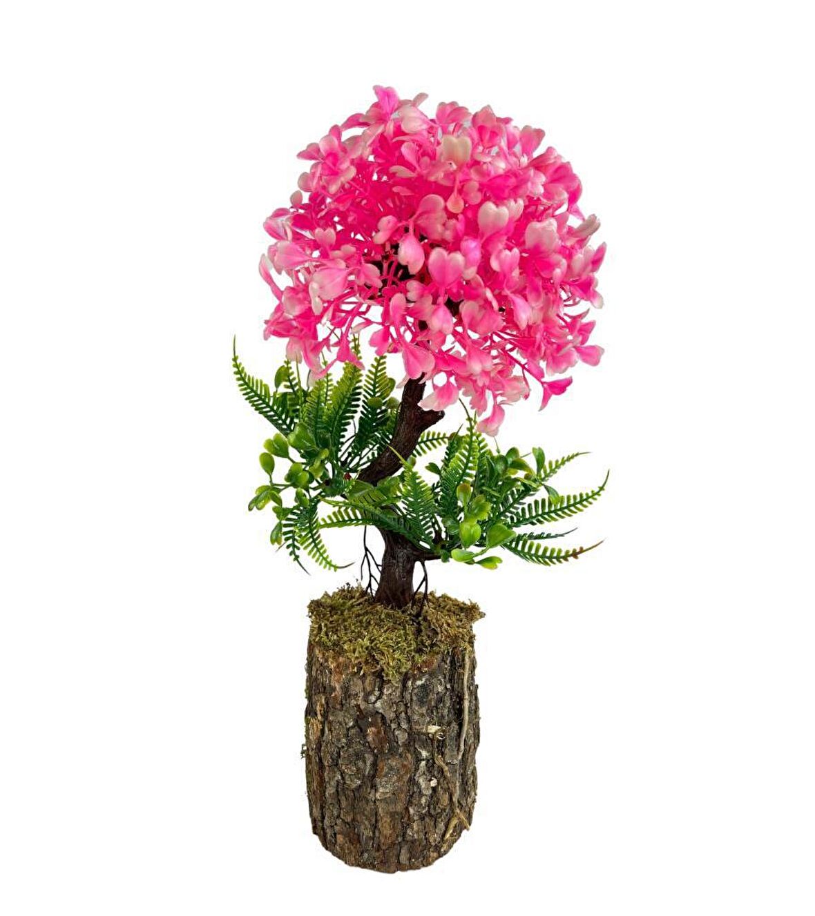 Bonsai Dekoratif Yapay Ağaç Yarım Top Kafalı Pembe Bonzai 30CM