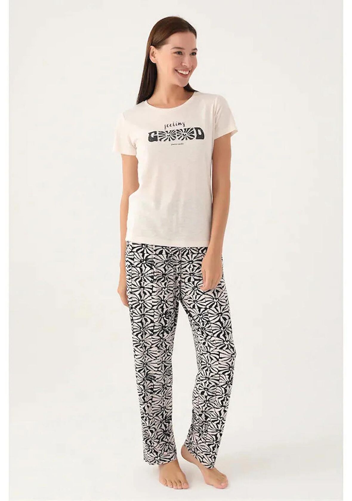 Pierre Cardin 8787 Kısa Kol Kadın Pijama Takım Vanilya