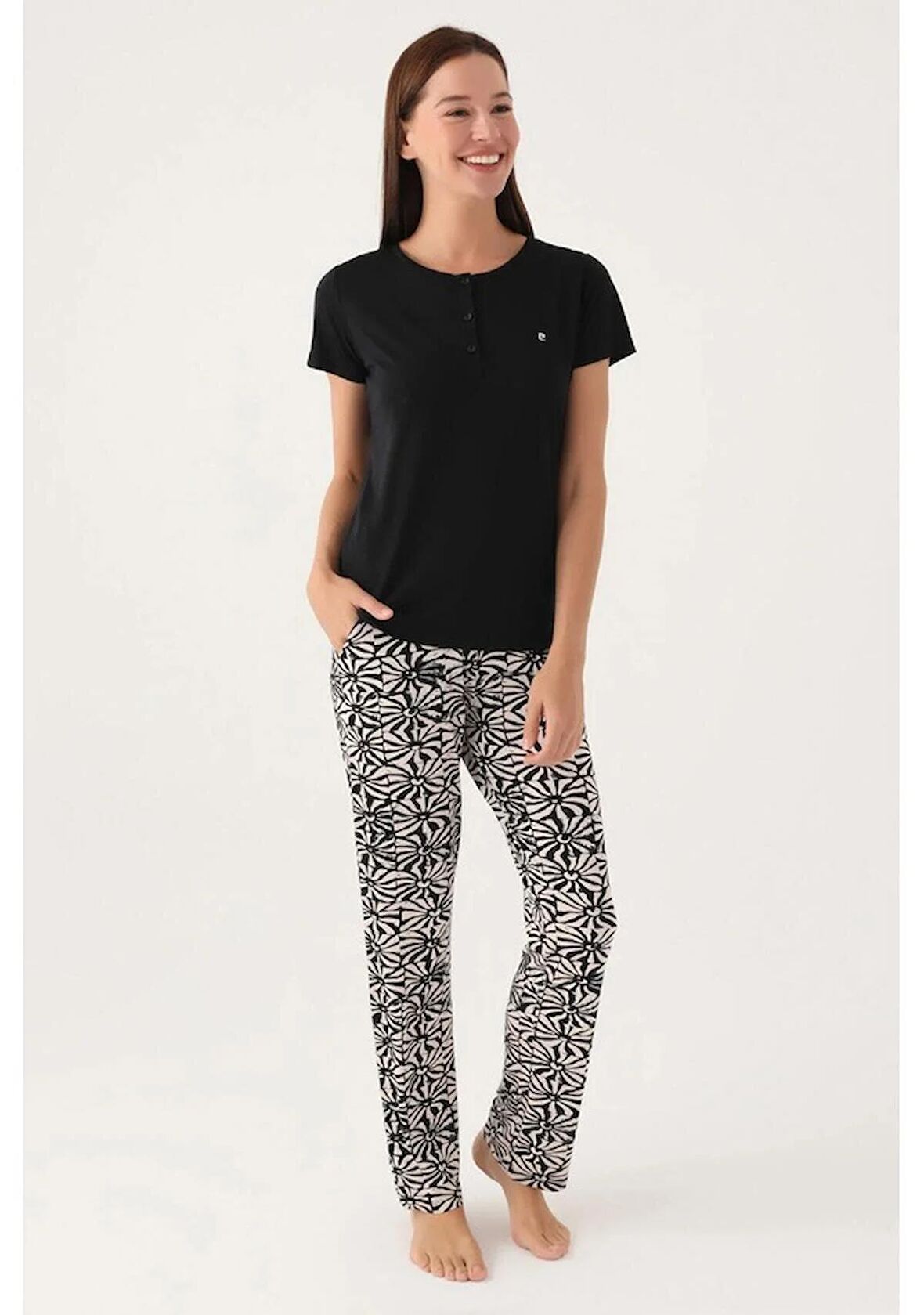 Pierre Cardin 8788 Kısa Kol Kadın Pijama Takım Siyah