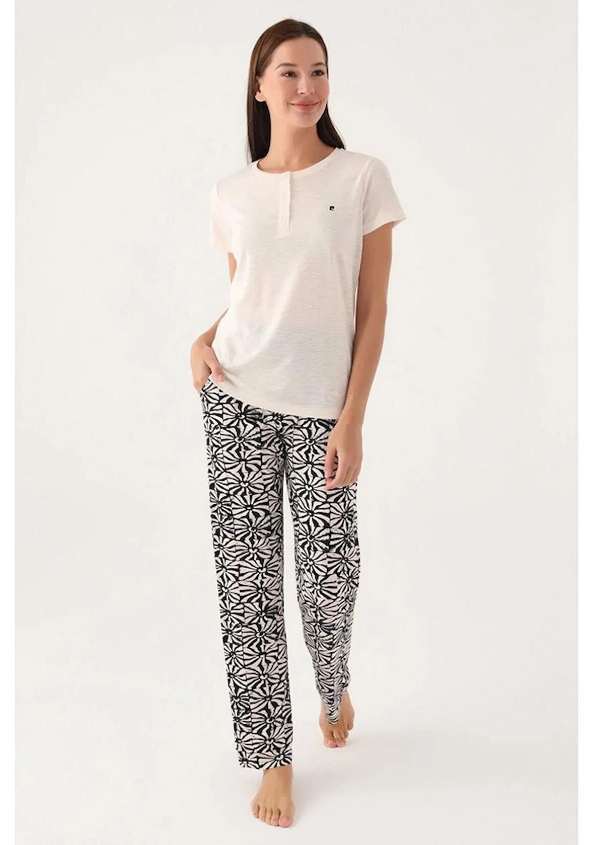 Pierre Cardin 8788 Kısa Kol Kadın Pijama Takım Vanilya