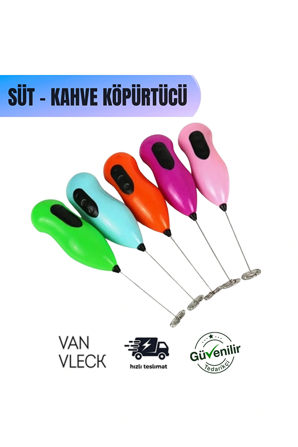 VAN VLECK Mini Süt Köpürtücü El Mikseri – Pilli Kahve Çırpıcı, Yumurta Karıştırıcı, Telli Blender