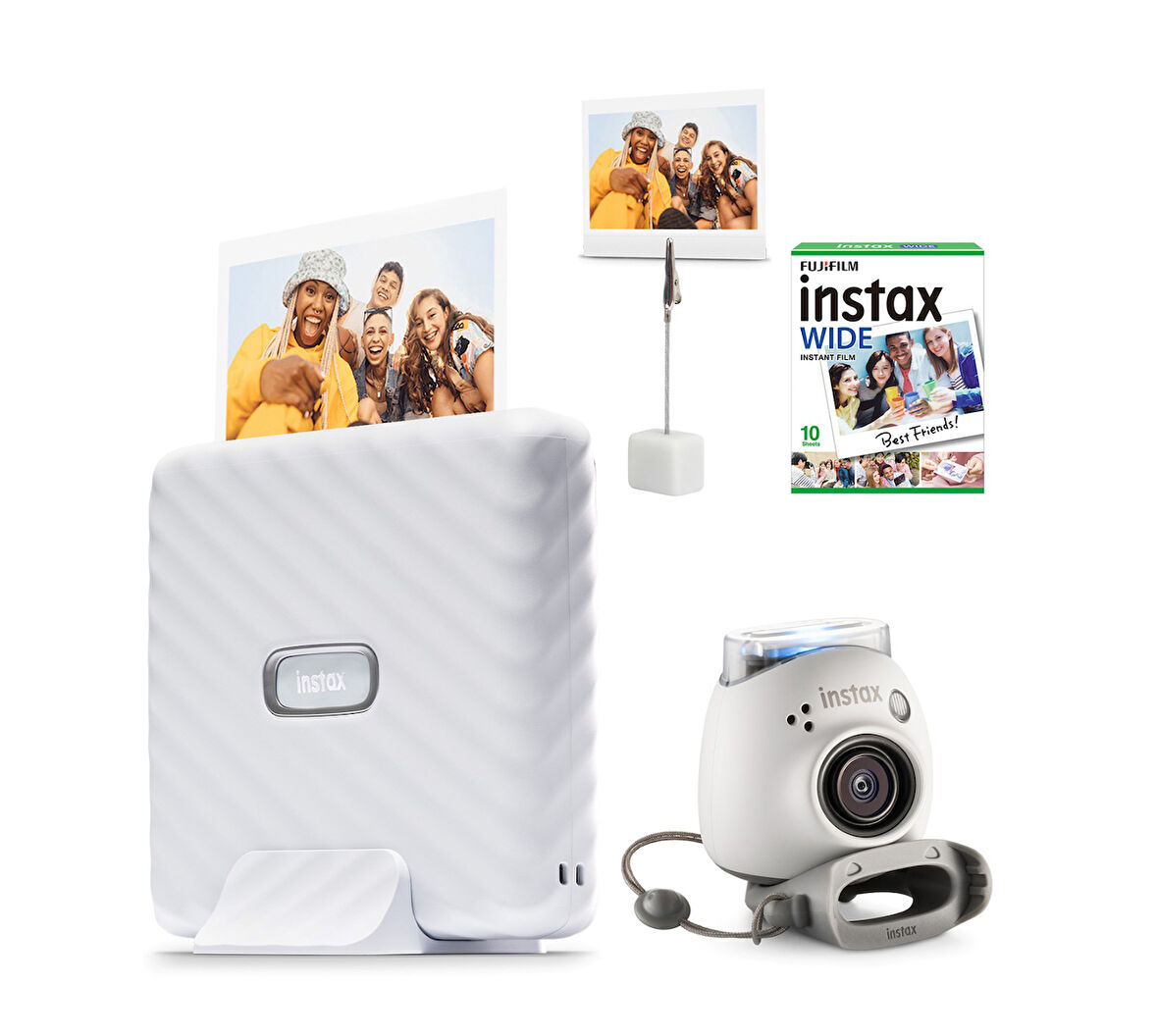 Fujifilm Instax Wide Link Beyaz Akıllı Telefon Yazıcısı + Pal Beyaz Dijital Kamera Seti