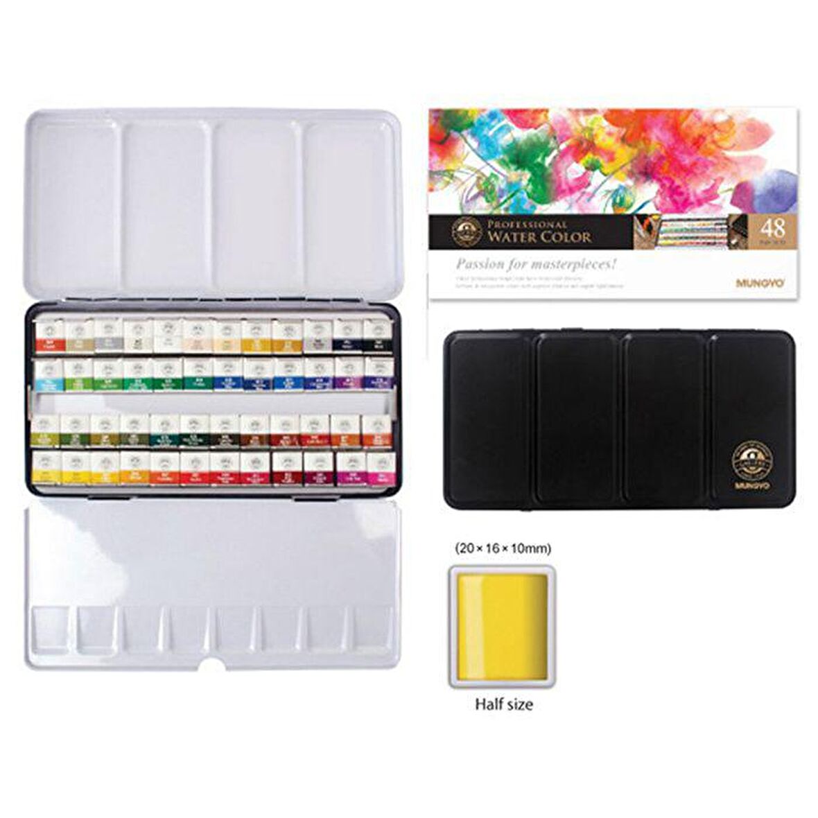 Mungyo Gallery Artists Watercolor Set 48 Renk Yarım Tablet