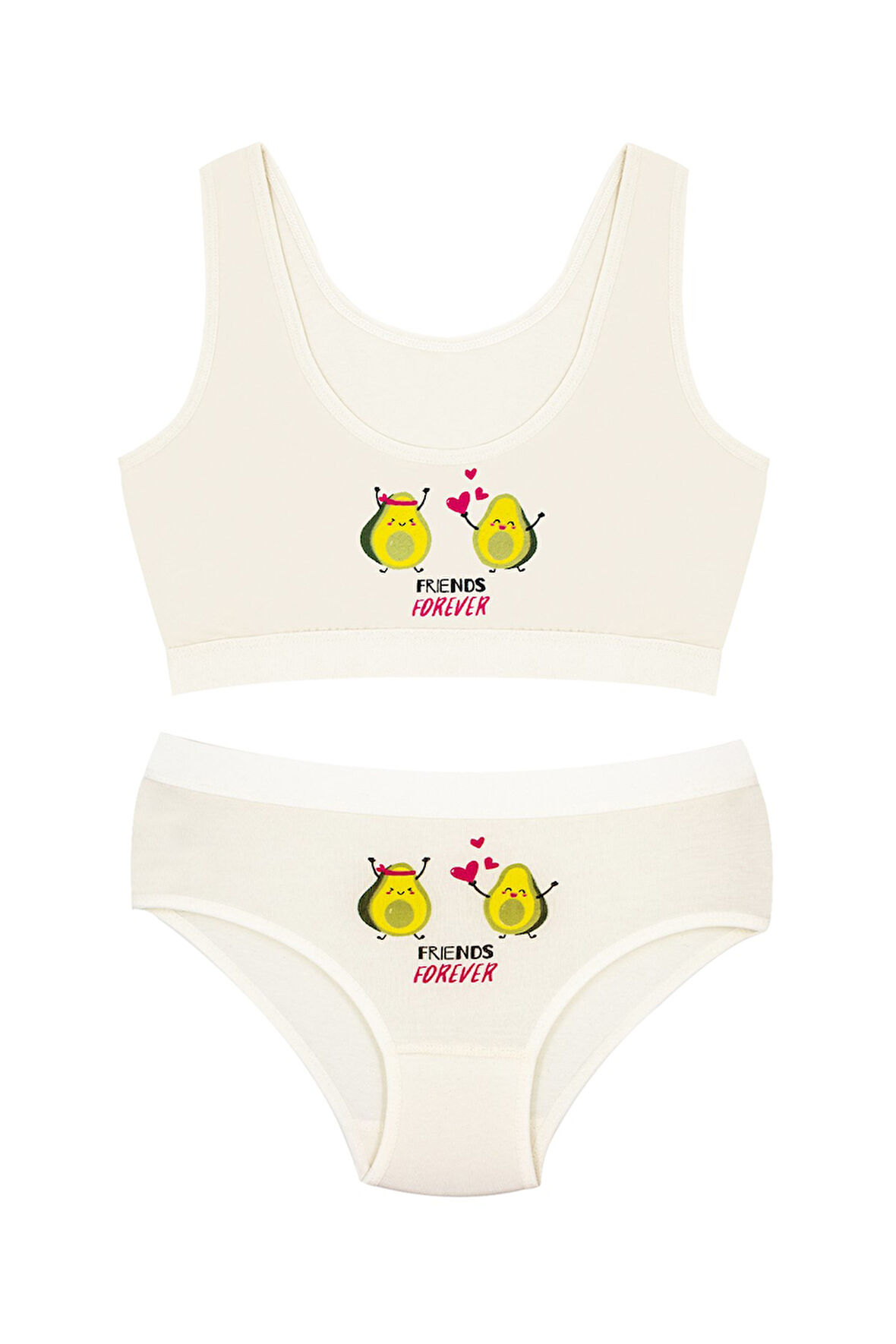 Öts Kız Çocuk Bustiyer Külot Likralı Ekru Friends Forever (%96 Pamuk - %4 Elastan)