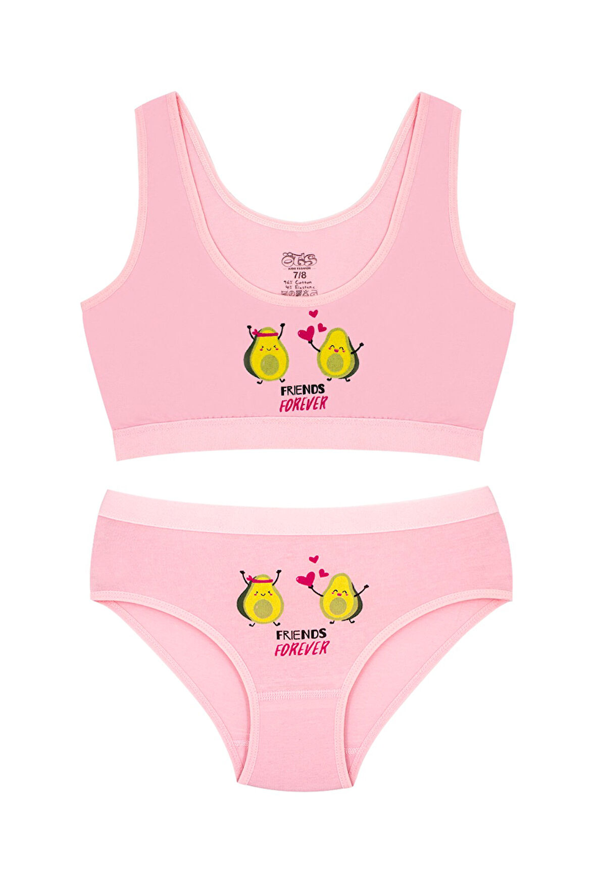 Öts Kız Çocuk Bustiyer Külot Likralı Pembe Friends Forever (%96 Pamuk - %4 Elastan)