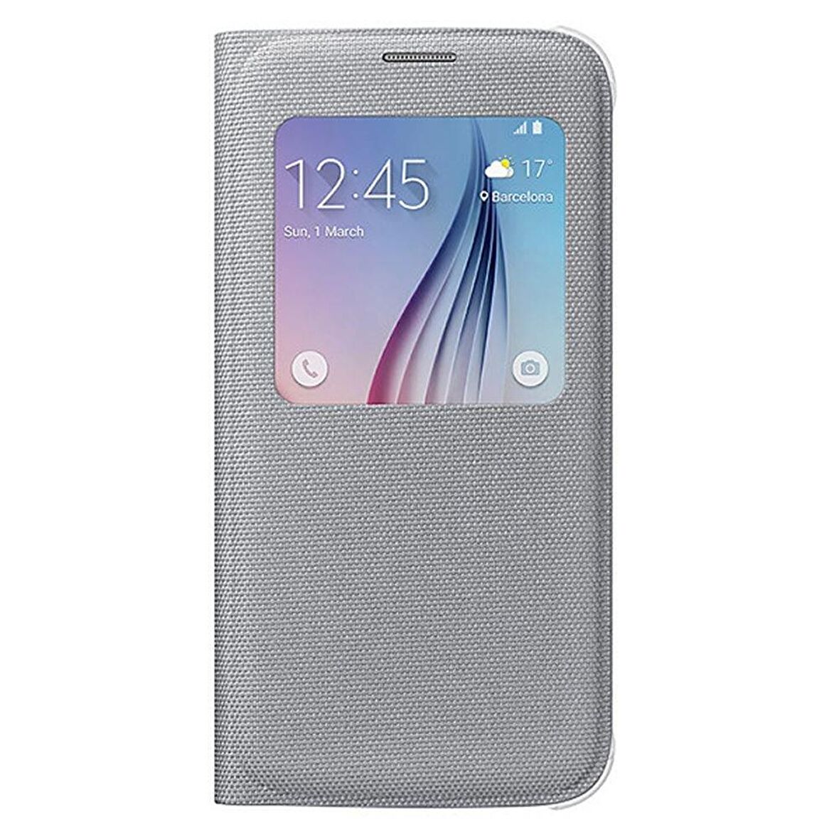 Galaxy S6 ile Uyumlu S View Cover (Tekstil) Gri EF-CG920BSEGWW