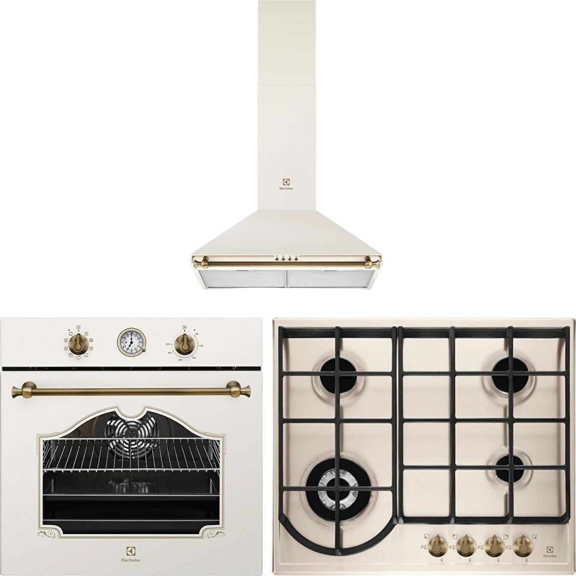Electrolux Rustik Krem Ankastre Set ( EFC226V+EGH6334RON+EOA5220AOV)