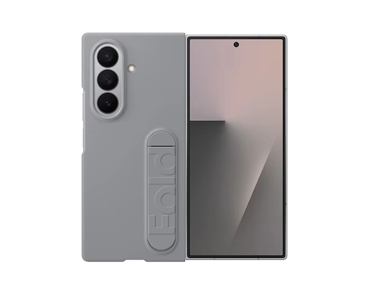 Samsung Galaxy Z Fold 7 Standlı Silikon Telefon Kılıfı Gri