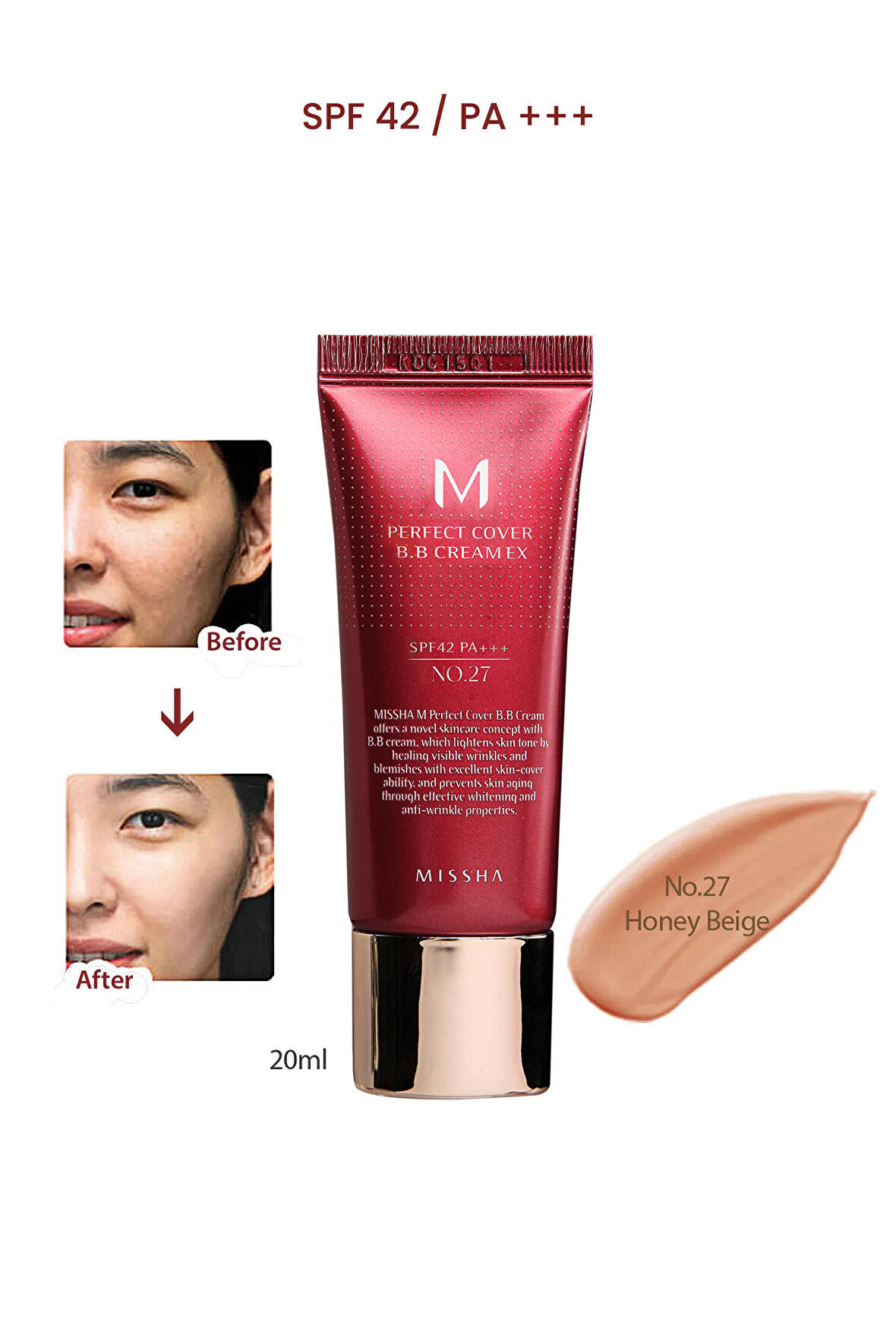 MISSHA Yoğun Kapatıcılık Sunan BB Krem M Perfect Cover BB Cream Ex No: 27  ( 20 ML )