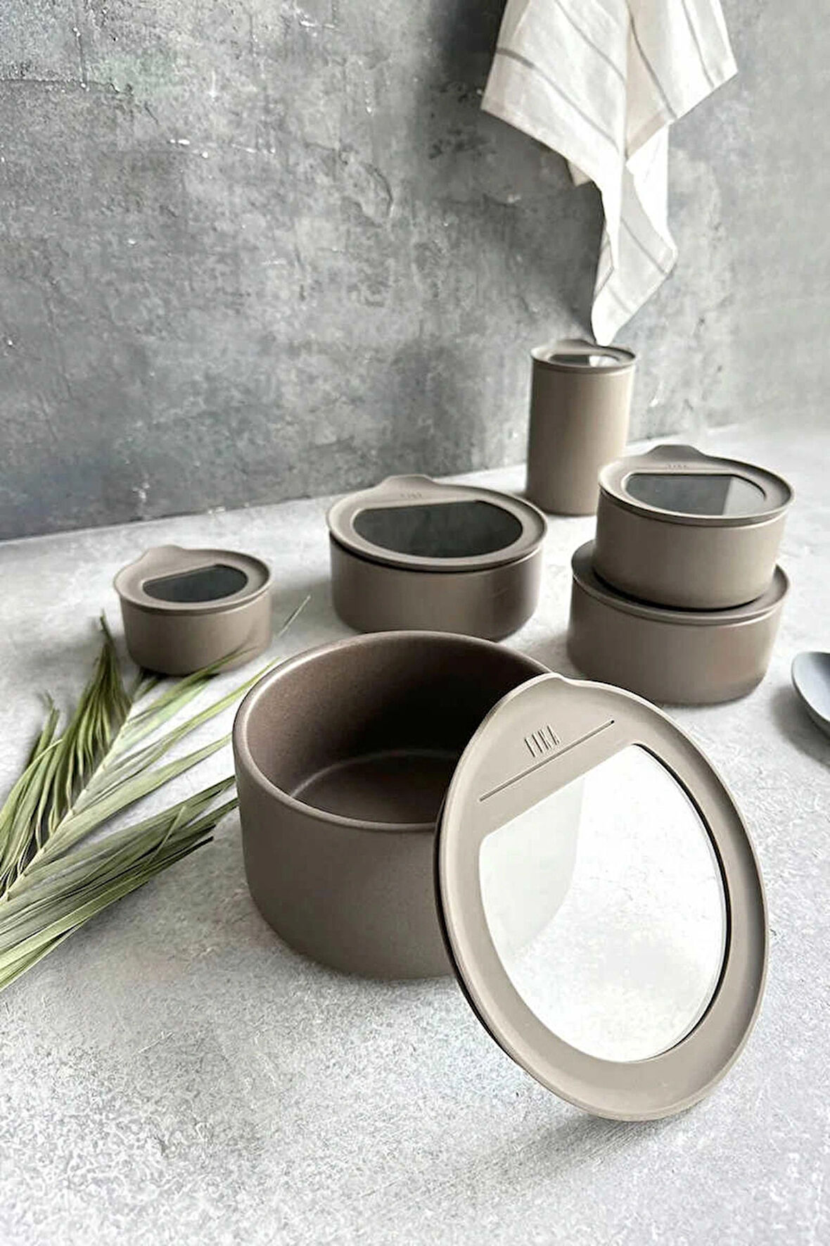 Neoflam Fika One 6'Lı Doğal Seramik Mutfak Saklama Kabı Seti Gri