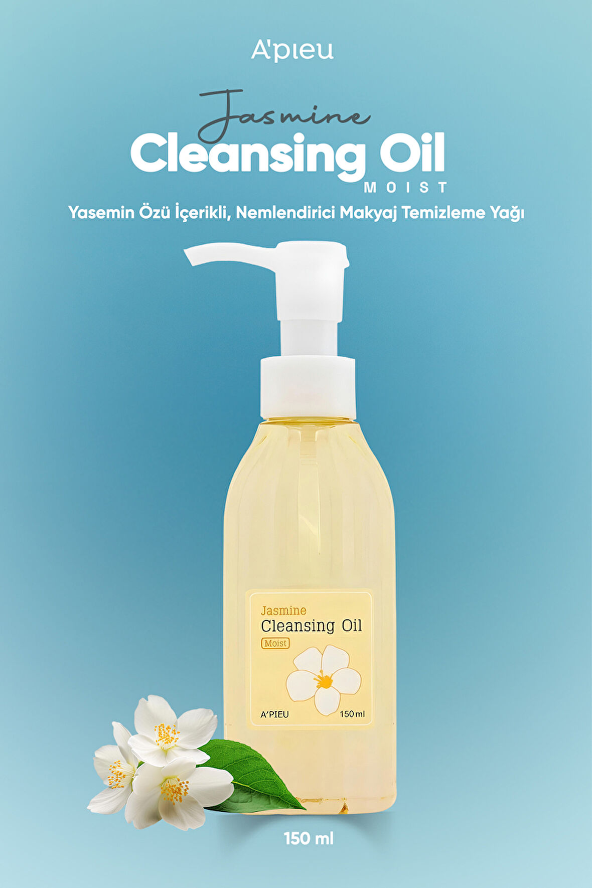 Yasemin Özü İçerikli, Nemlendirici Makyaj Temizleme Yağı A'PIEU Jasmine Cleansing Oil (Moist)
