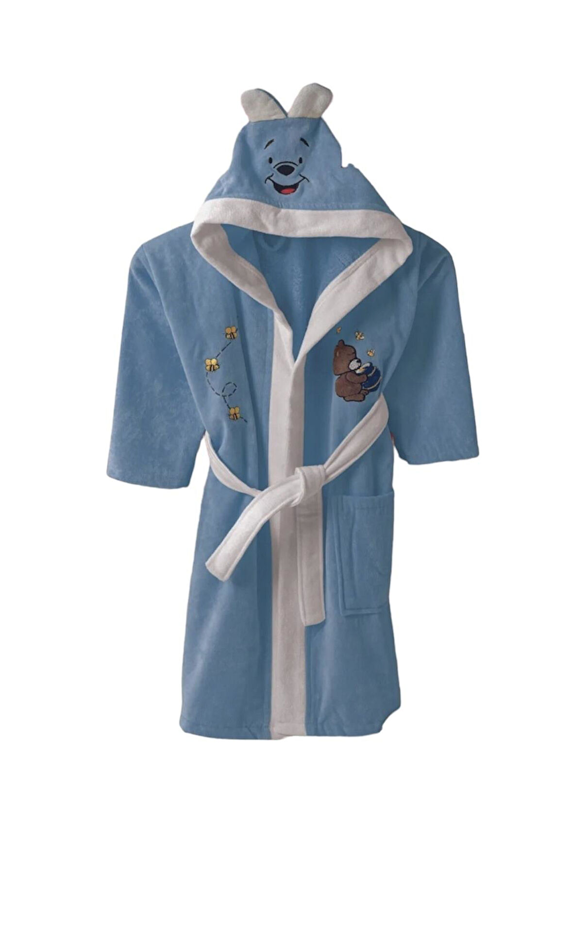 Kadife Kapüşonlu Kız - Erkek Çocuk Bornozu Pamuklu 