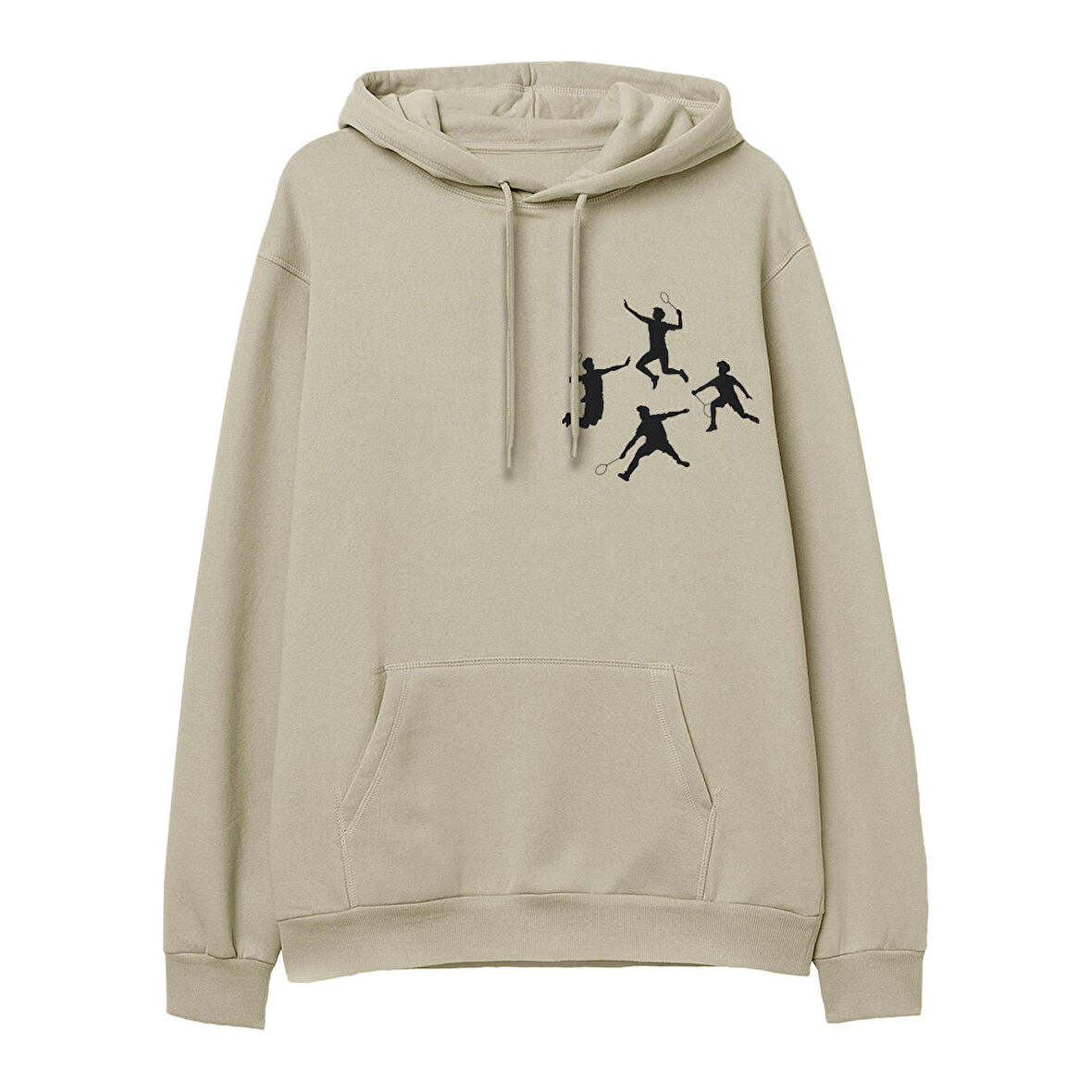 Badminton  Baskılı Krem Hoodie