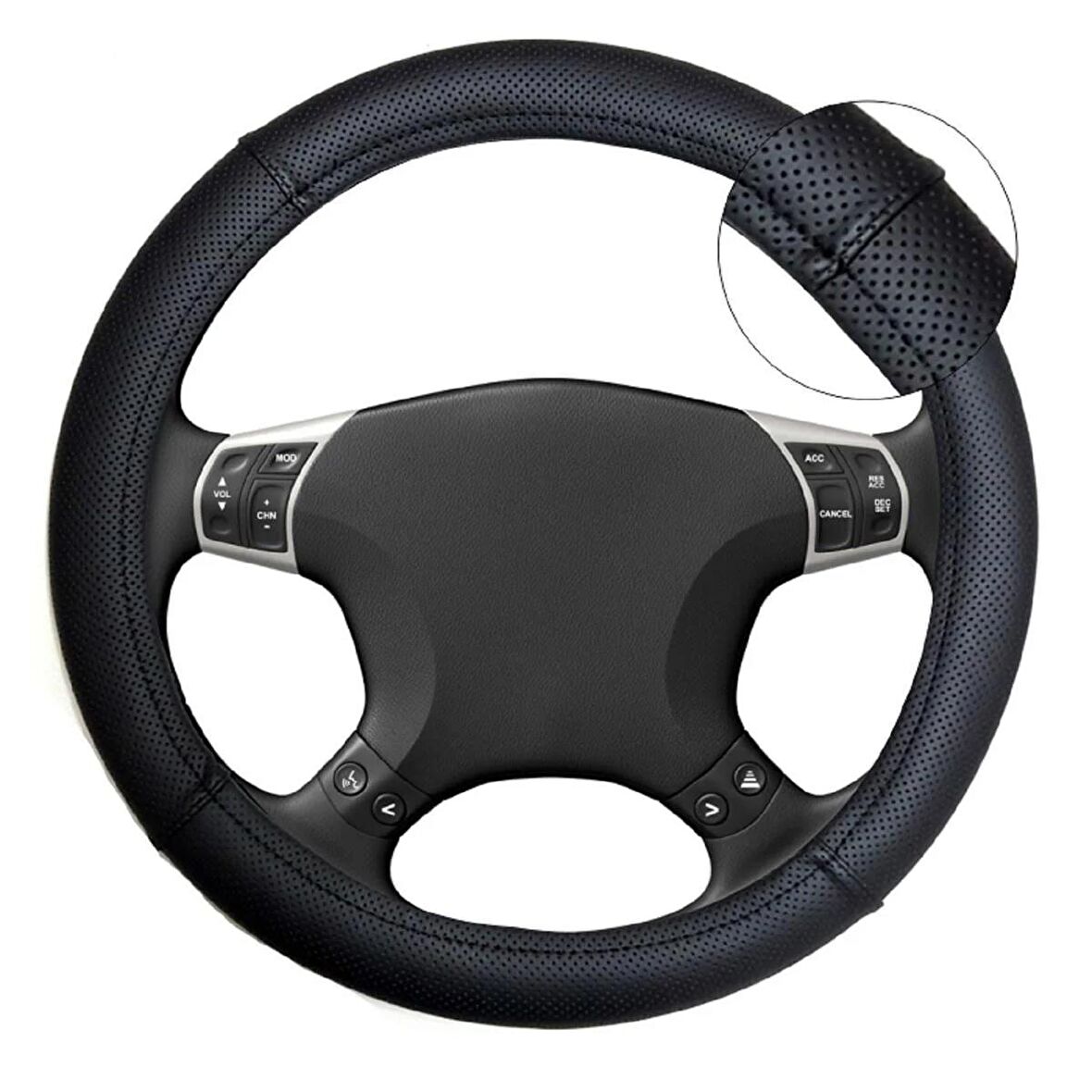 Fiat Fiorino uyumlu direksiyon koruyucu kılıf - siyah deri terletmez geçme model