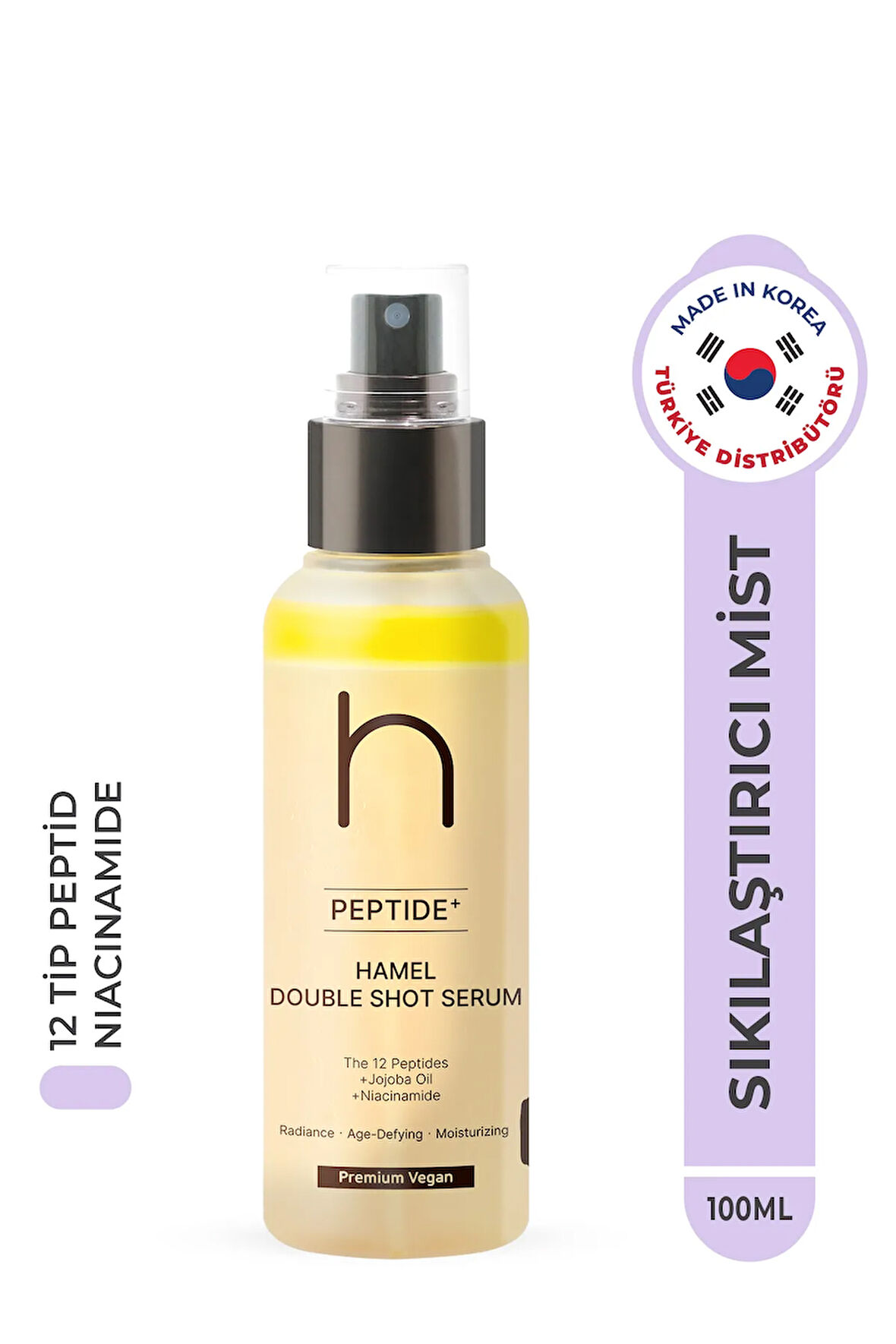 Double Shot Serum 12 Tip Peptid Premium Vegan Sıkılaştırıcı Güçlendirici Mist Serum Kore 100ml