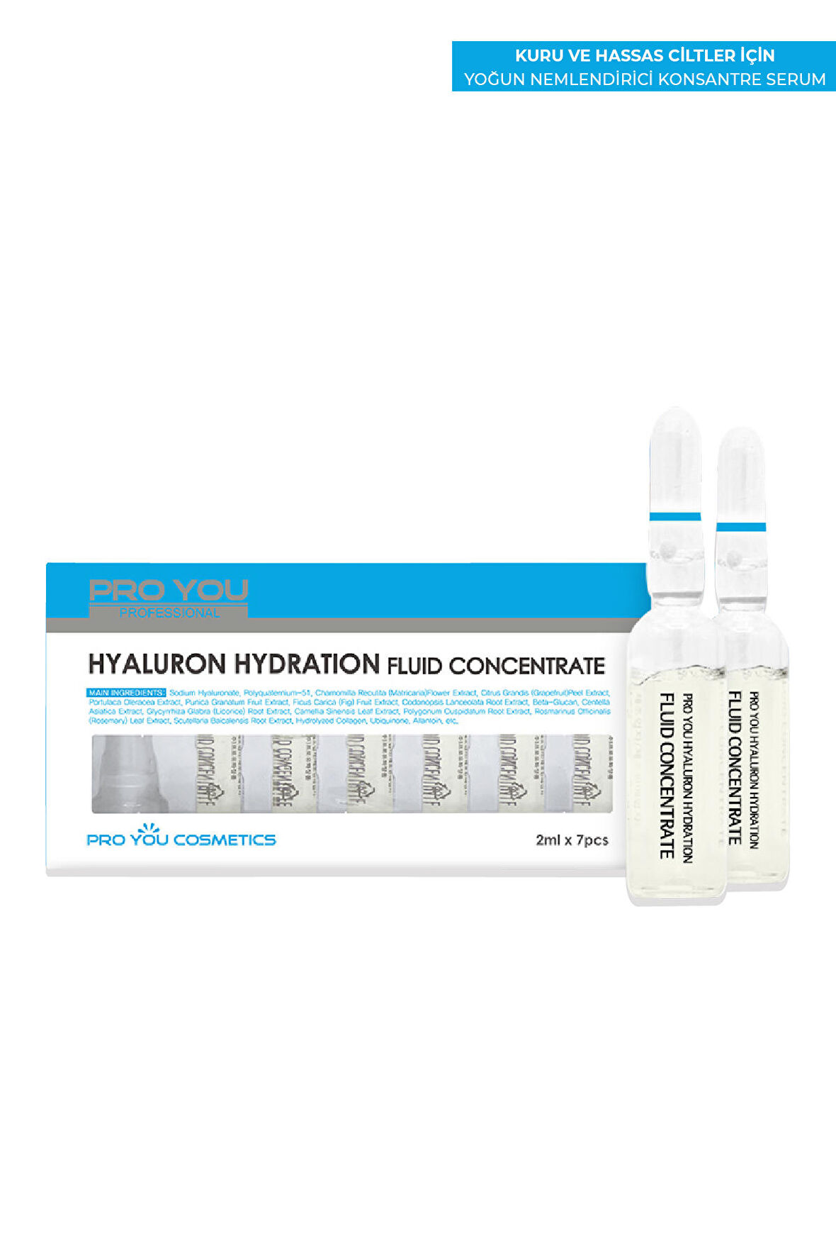 Hyaluron Fluid Concentrate Hassas Ciltler İçin Nemlendirici Ampul 2 ml x 7 Adet