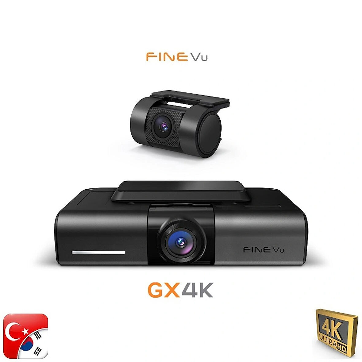 Finevu GX4K Ultra HD 2ch Wi-Fi Türkçe 2kameralı ARAÇ KAMERASI