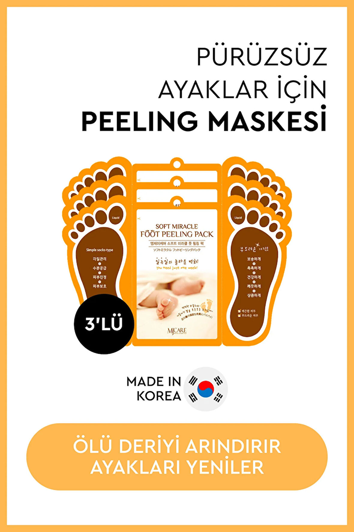 Miracle Foot Peeling Pack - Çorap Tipi Ayak Peeling Maskesi 3'lü