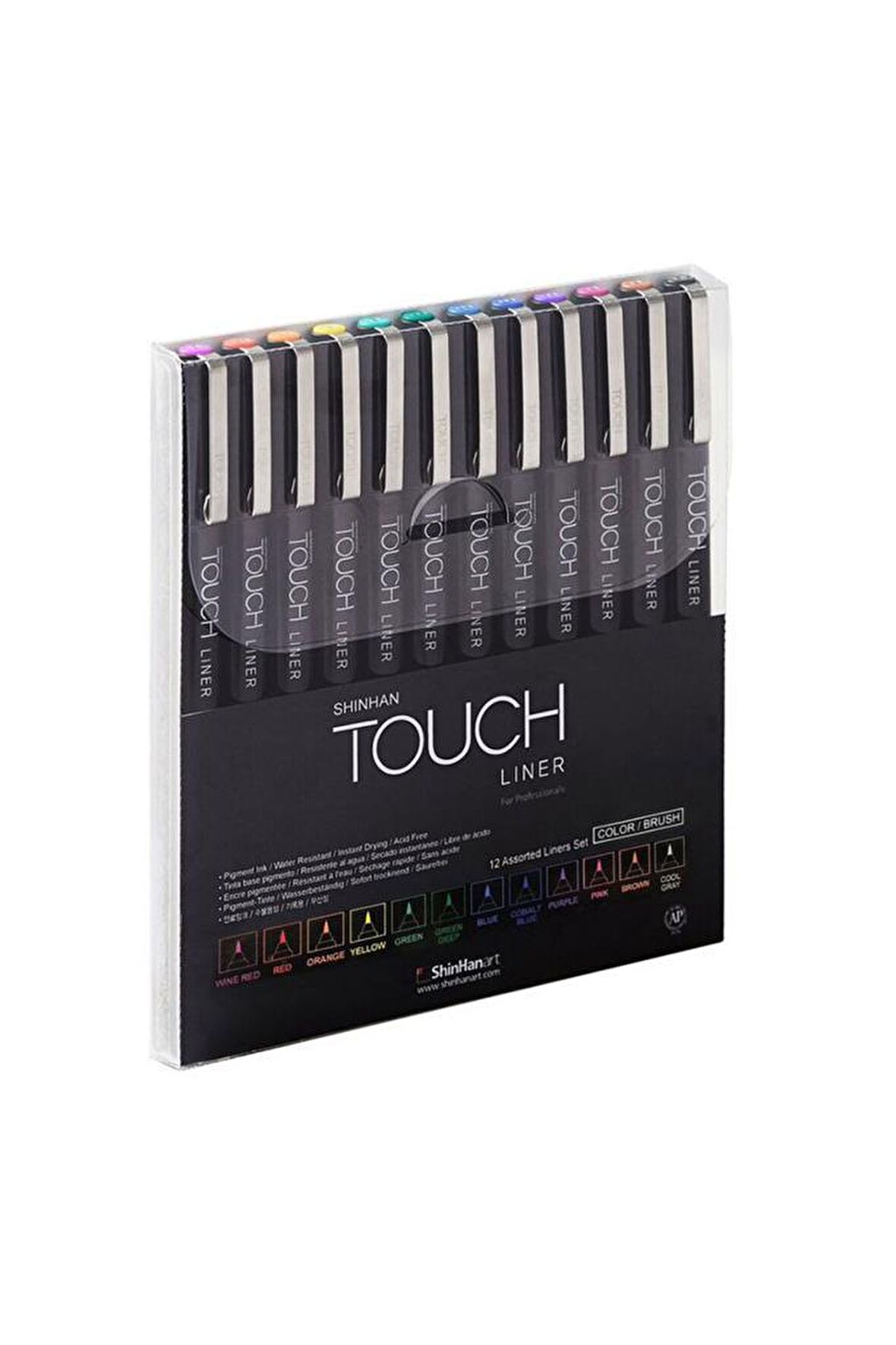 Touch Liner Brush Renkli 12li Fırça Uçlu Kalem Set SH4305012