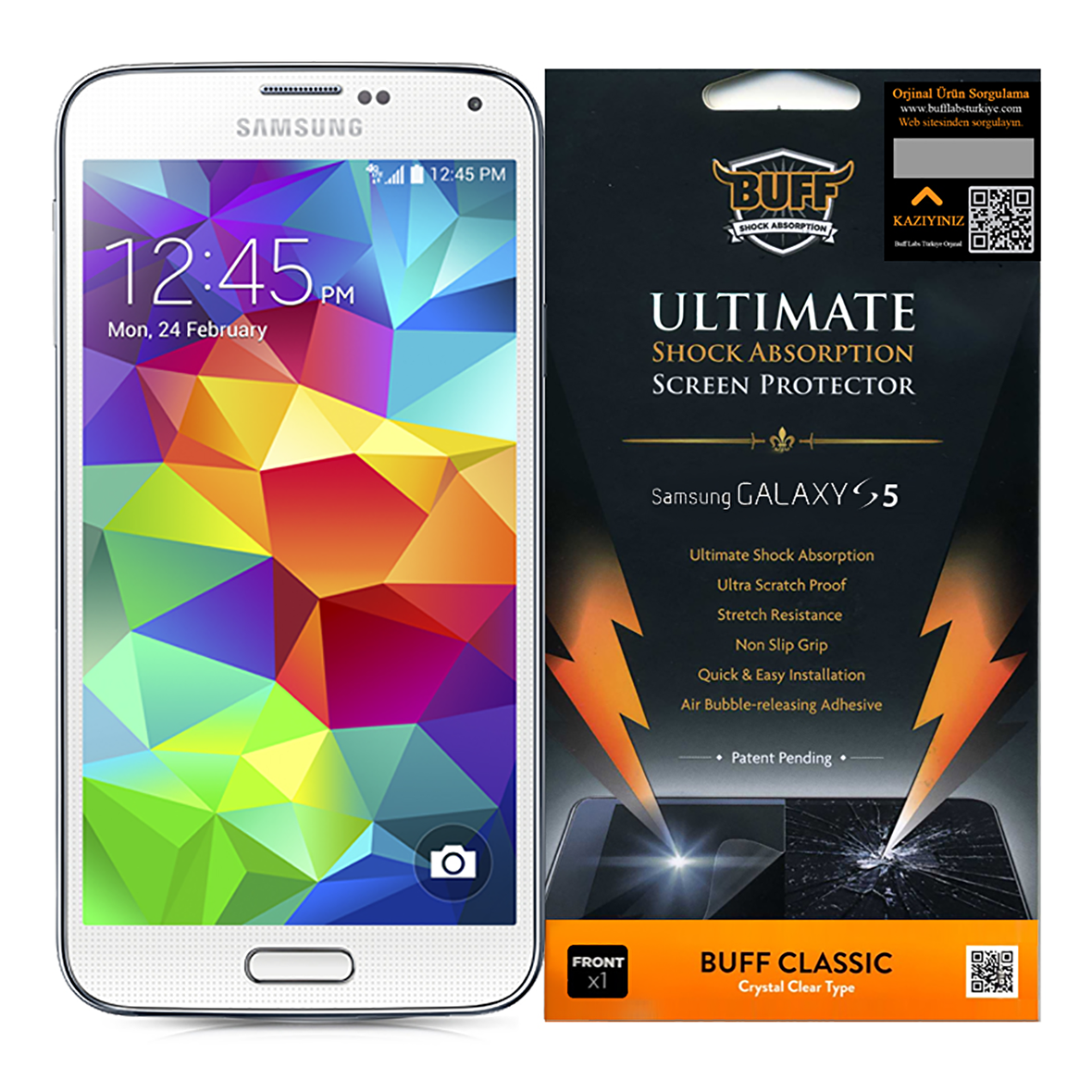 Buff Galaxy S5 ile Uyumlu Darbe Emici Ekran Koruyucu Film
