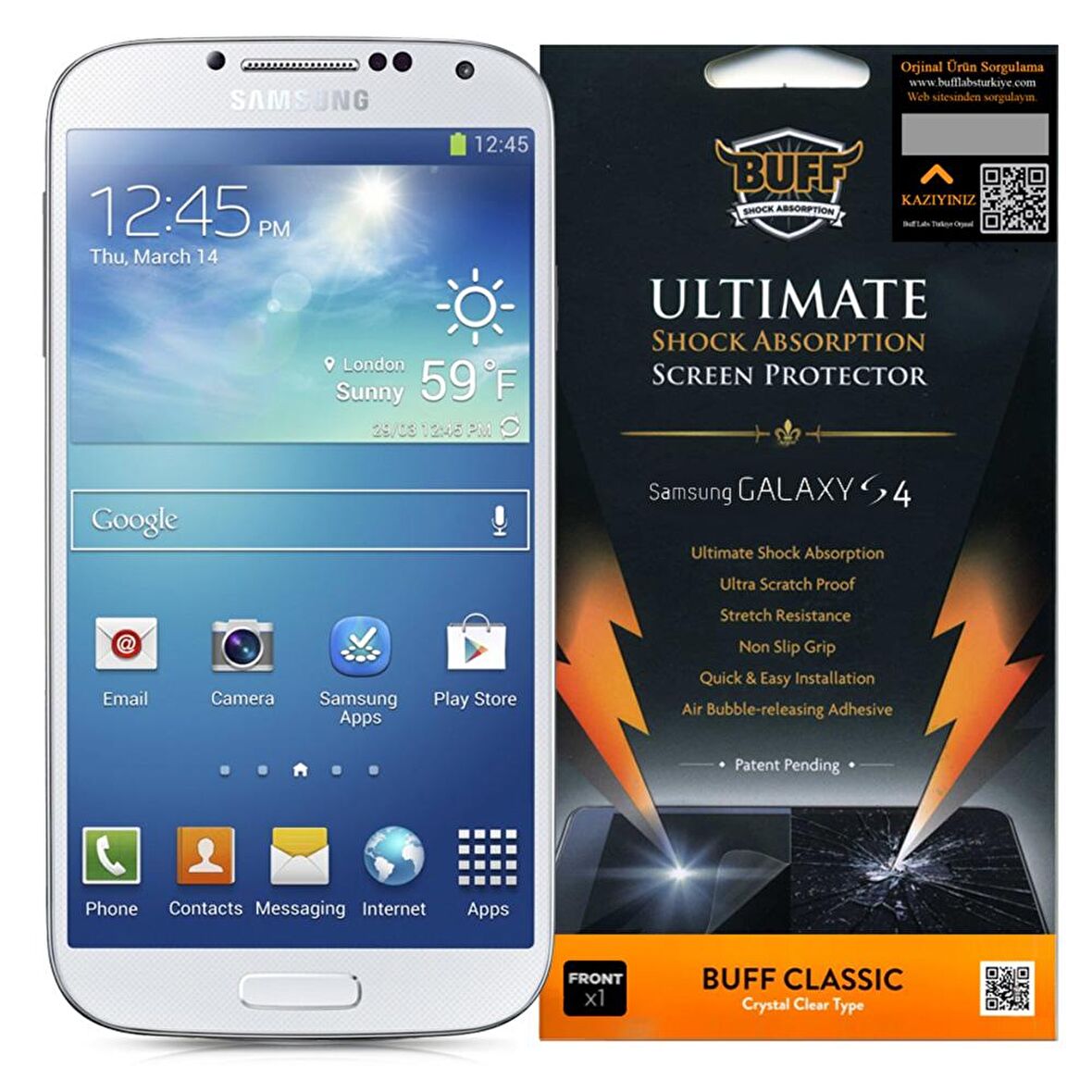 Buff Galaxy S4 ile Uyumlu Darbe Emici Ekran Koruyucu Film