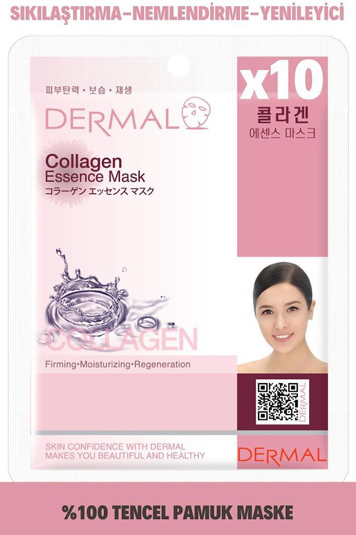 Dermal 10'lu Kolajen Özlü Tek Kullanımlık Cilt Bakım Maskeleri