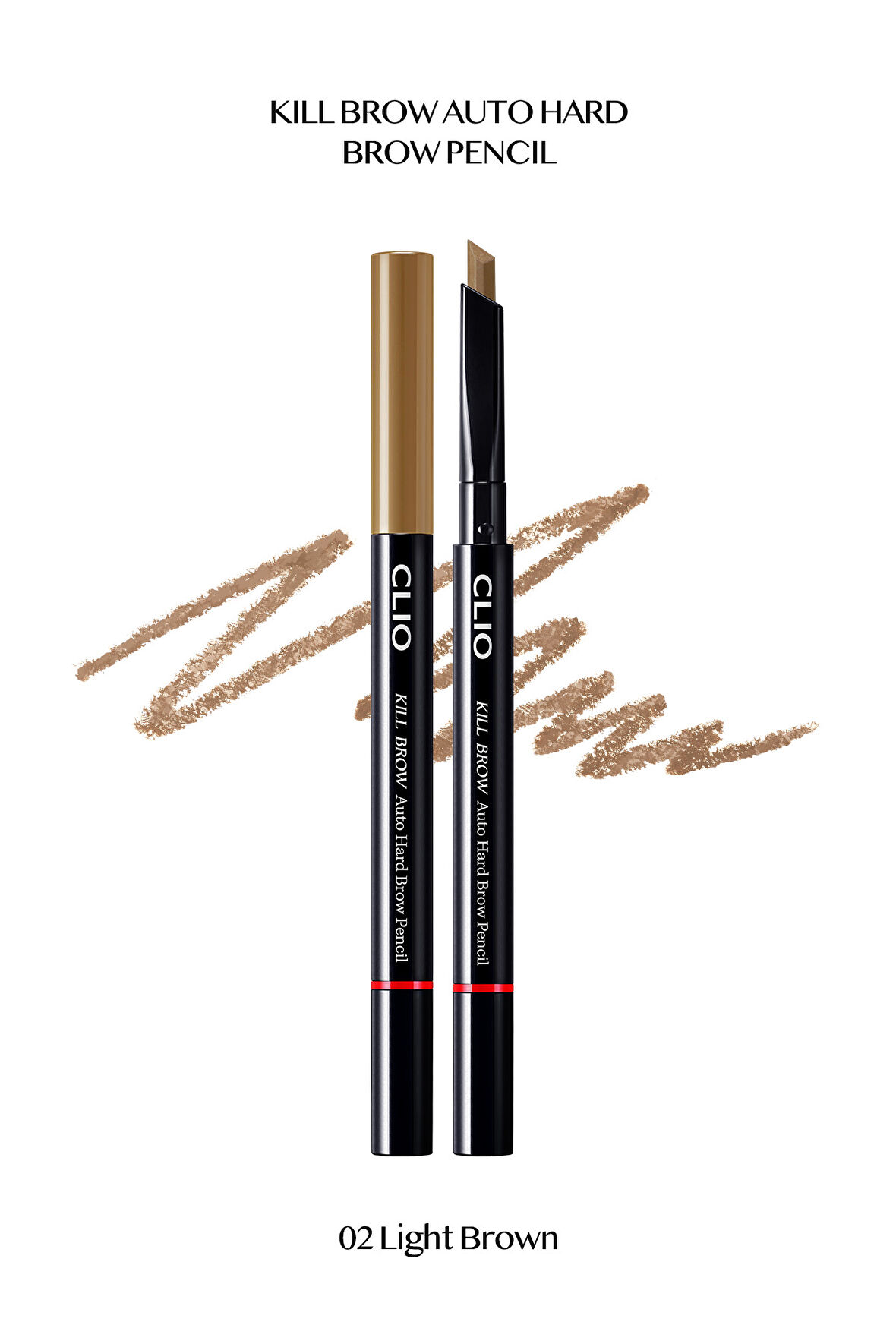 İnce Altıgen Uçlu Kaş Kalemi Clio Kill Brow Auto Hard Brow Pencil (02 Light Brown)