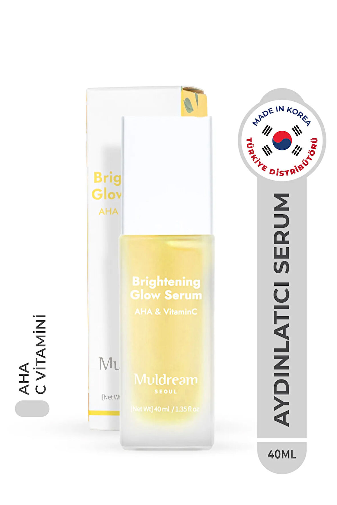 Brightening Glow Serum Aha Ve C Vitamin Canlandırıcı Aydınlatıcı Serum Kore 40ml