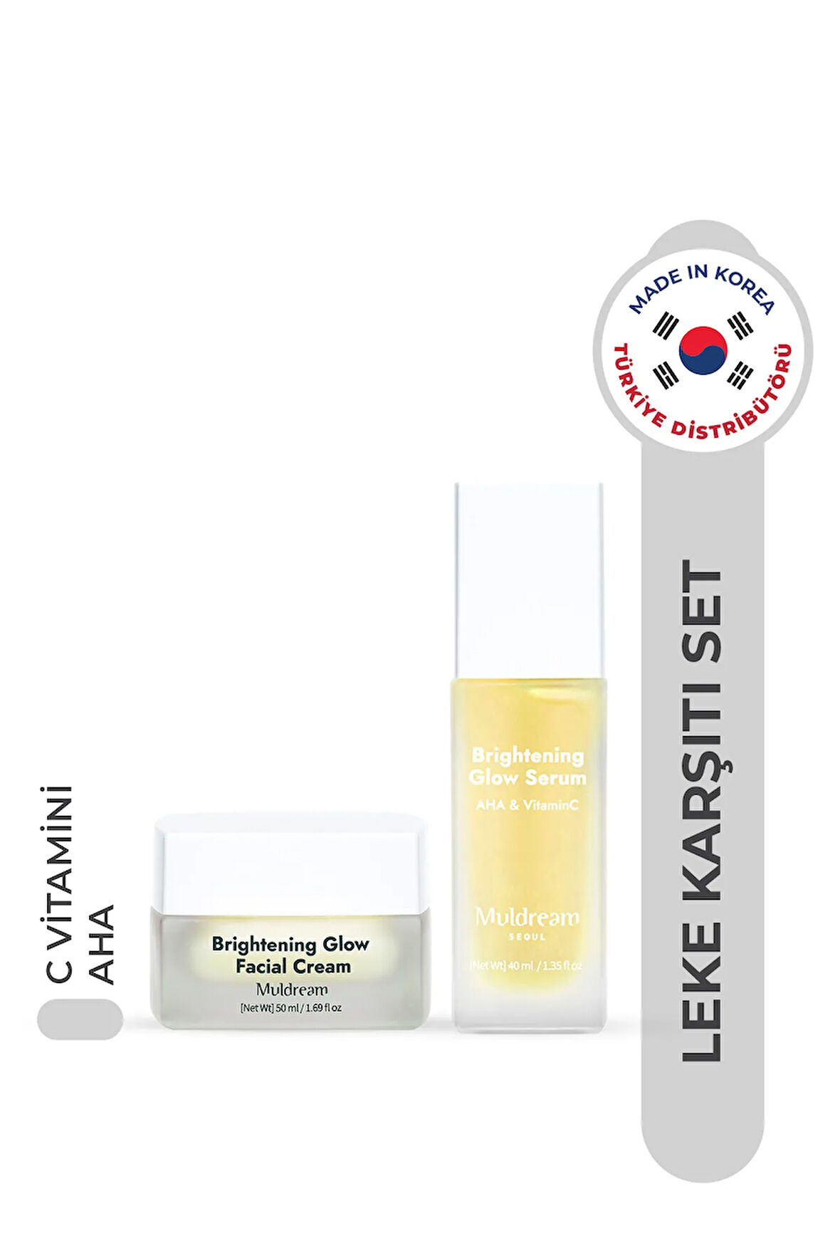 Cilt Tonu Dengeleyici Ve Leke Karşıtı Bakım Seti - Aha Ve C Vitamini Içerikli Krem & Serum