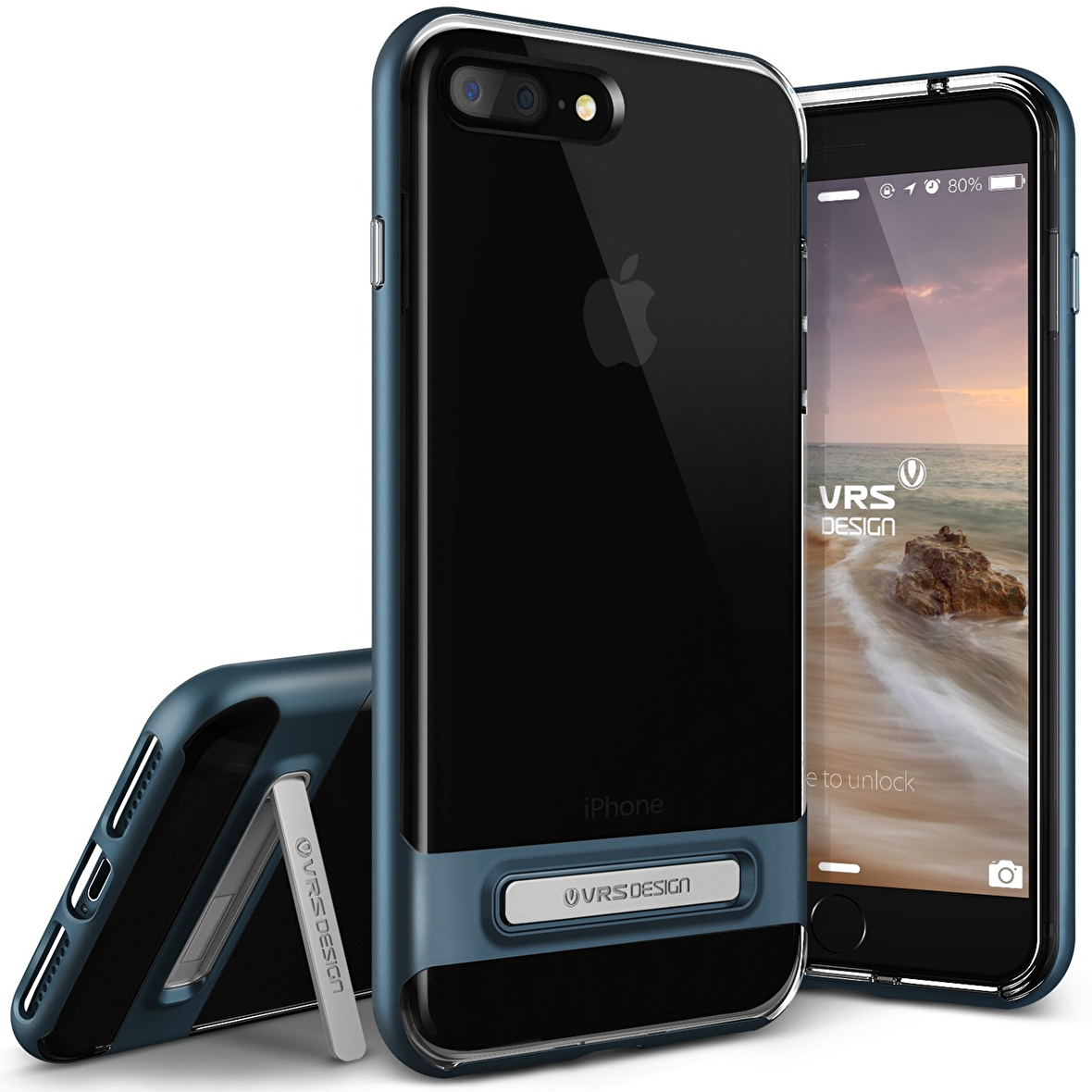 VRS Design iPhone 8 Plus / 7 Plus Crystal Bumper Kılıf Steel Blue
