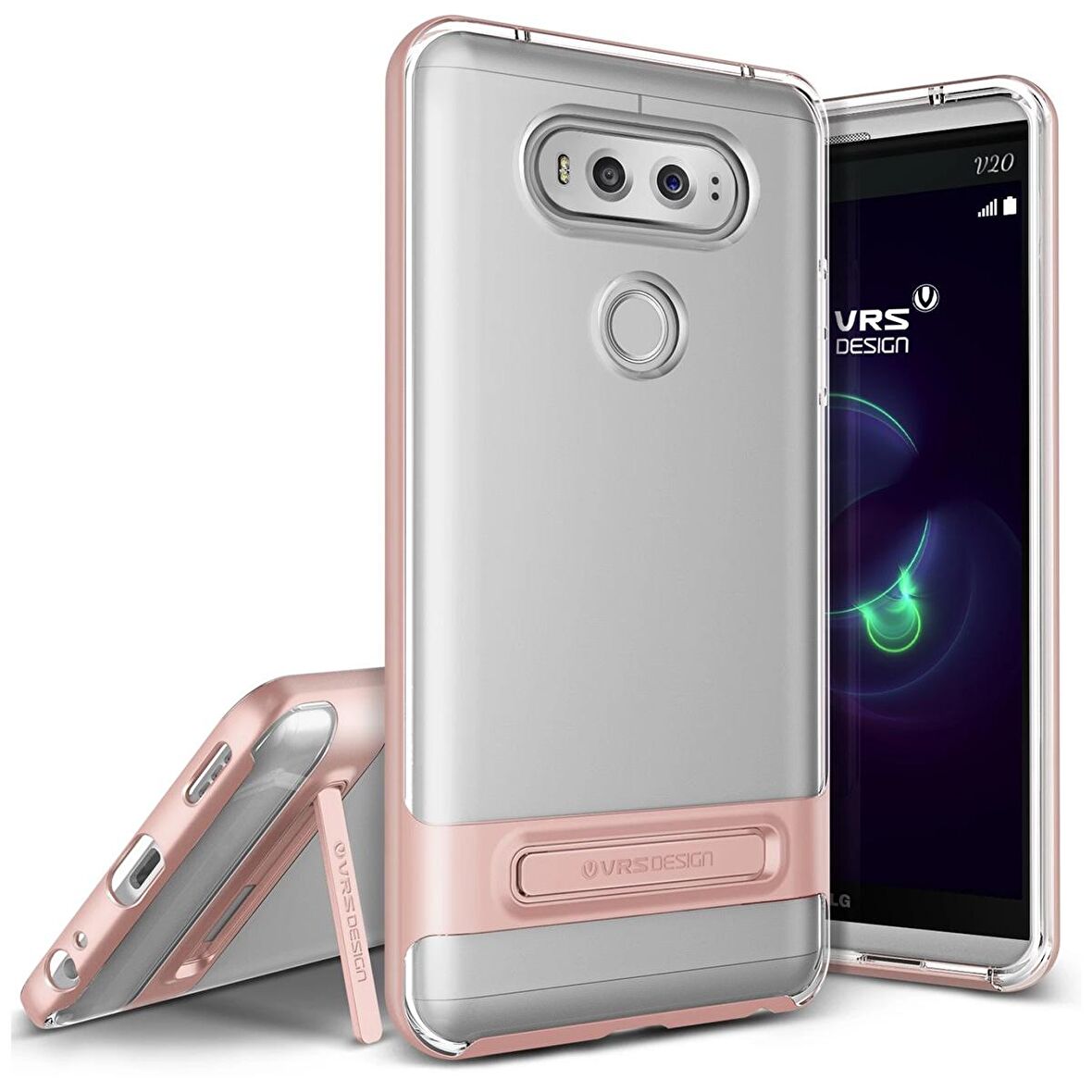 VRS Design LG V20 ile Uyumlu Crystal Bumper Kılıf Rose Gold