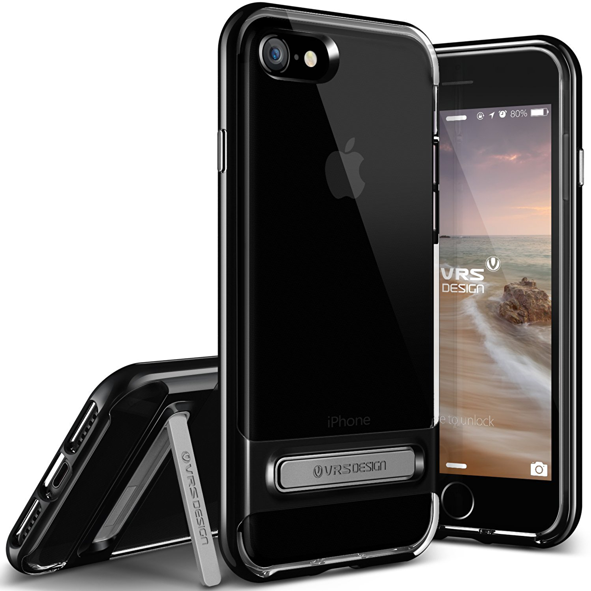 VRS Design iPhone 8/7 Crystal Bumper Kılıf Jet Black