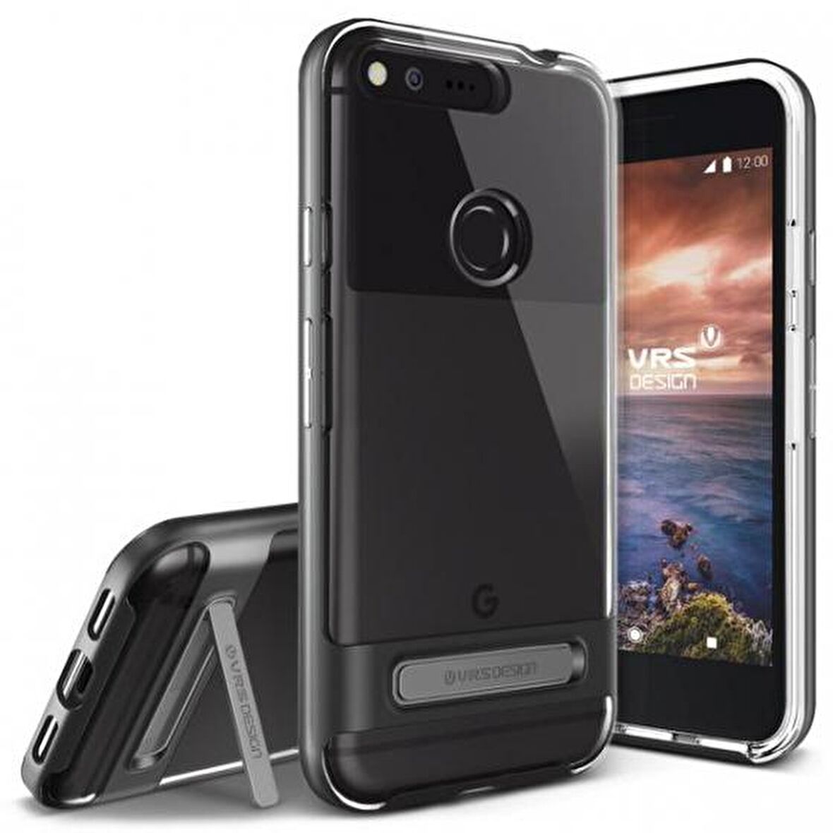VRS Design Google Pixel XL ile Uyumlu Crystal Bumper Kılıf Dark Silver