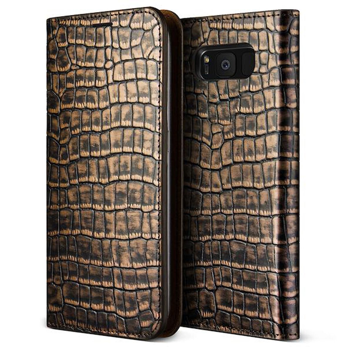 VRS Design Galaxy S8 Genuine Croco Diary Kılıf Dark Gold