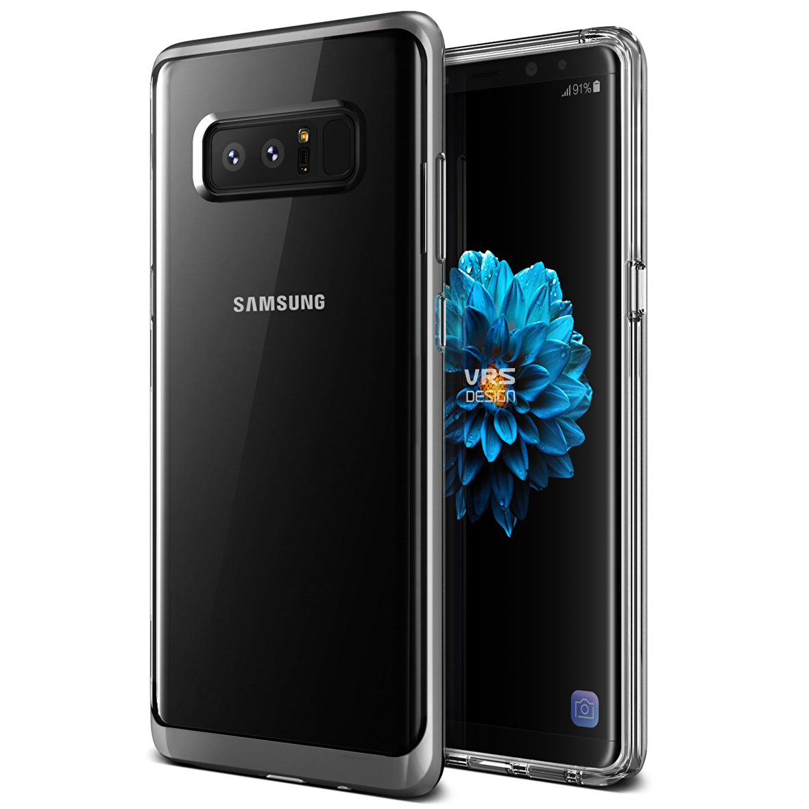 VRS Galaxy Note 8 Crystal Bumper Kılıf Light Silver