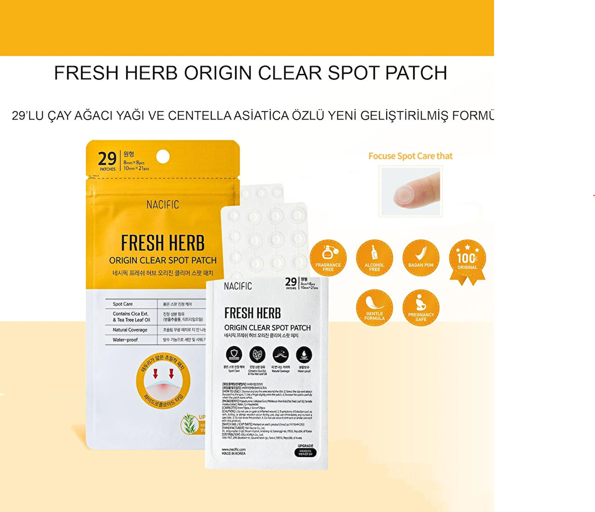 Nacific Fresh Herb Origin Clear Spot Patch - 29'Lu Saydam Akne ve Yaması