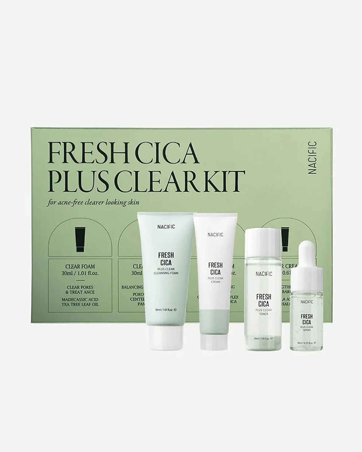 Nacific Fresh Cica Plus Clear Kit - Akne Karşıtı Arındırıcı Cilt Bakım Seti