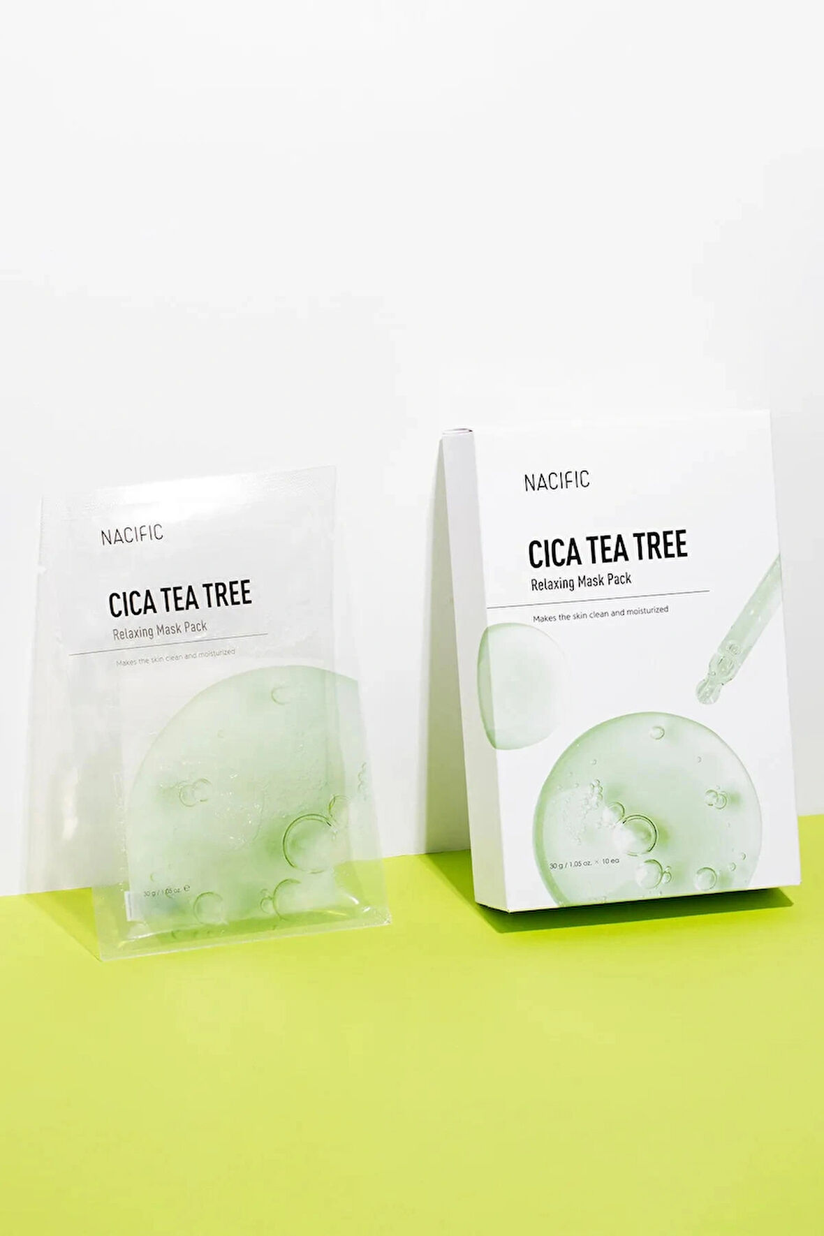 Nacific Cica & Çay Ağacı Özlü Kağıt Maske – Hassas ve Akneye Eğilimli Ciltler İçin Sebum Dengeleyen
