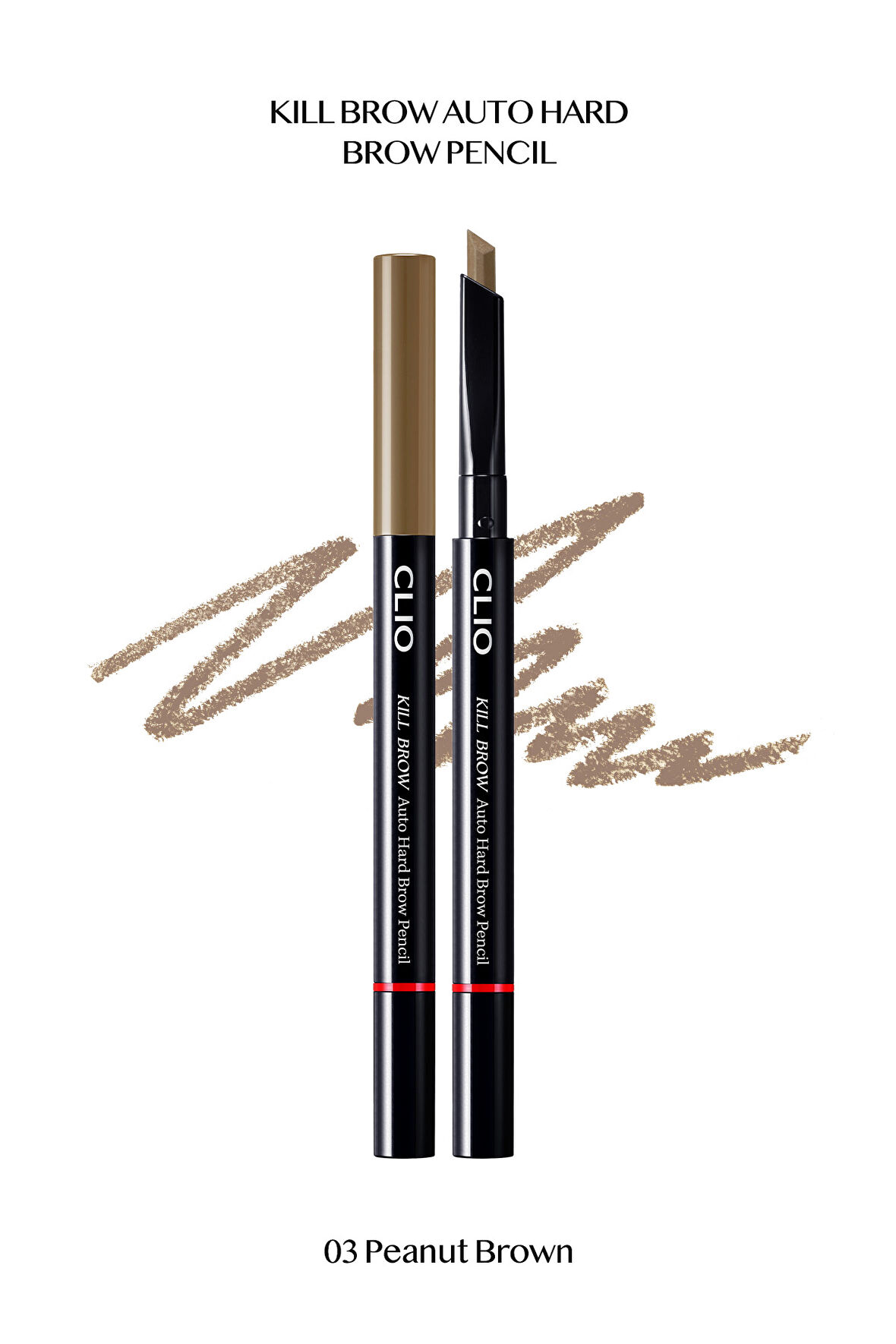 İnce Altıgen Uçlu Kaş Kalemi Clio Kill Brow Auto Hard Brow Pencil (03 Peanut Brown)