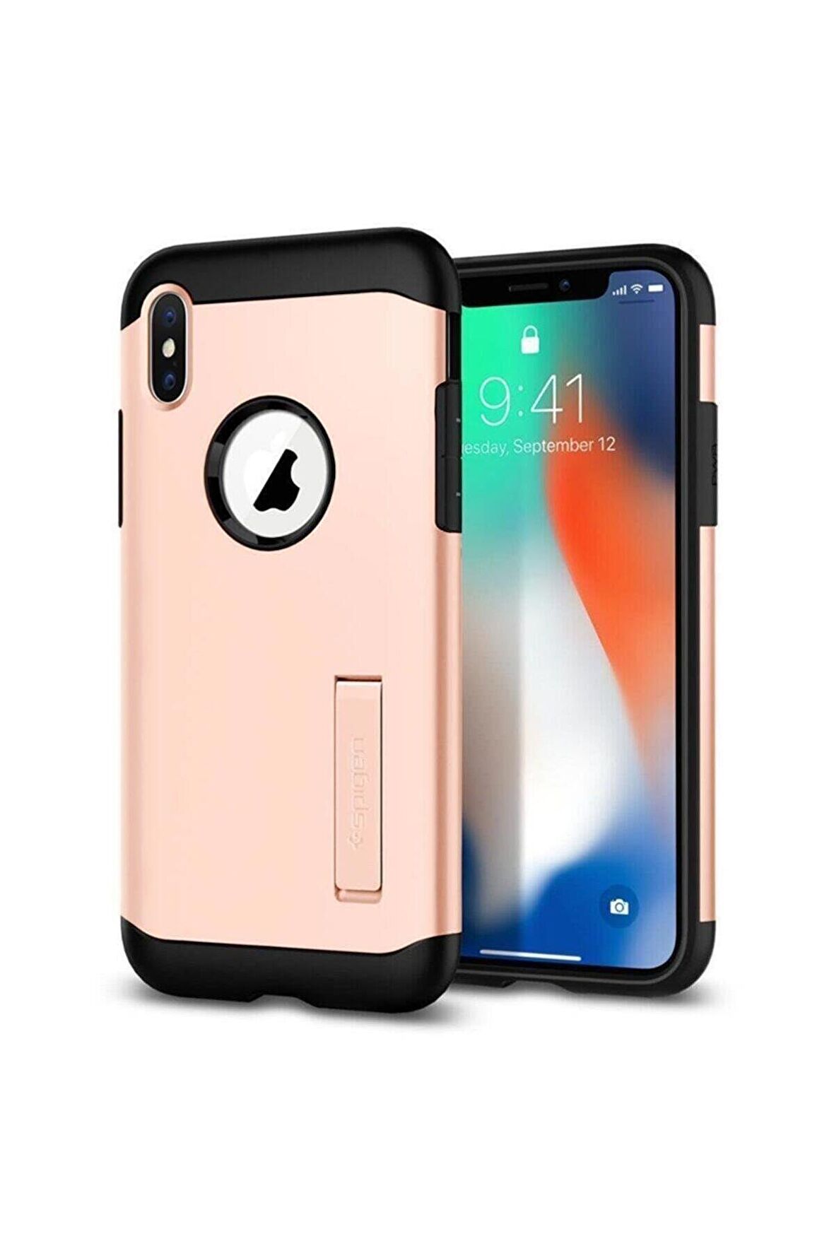 Spigen iPhone X ile Uyumlu Kılıf Slim Armor Blush Gold
