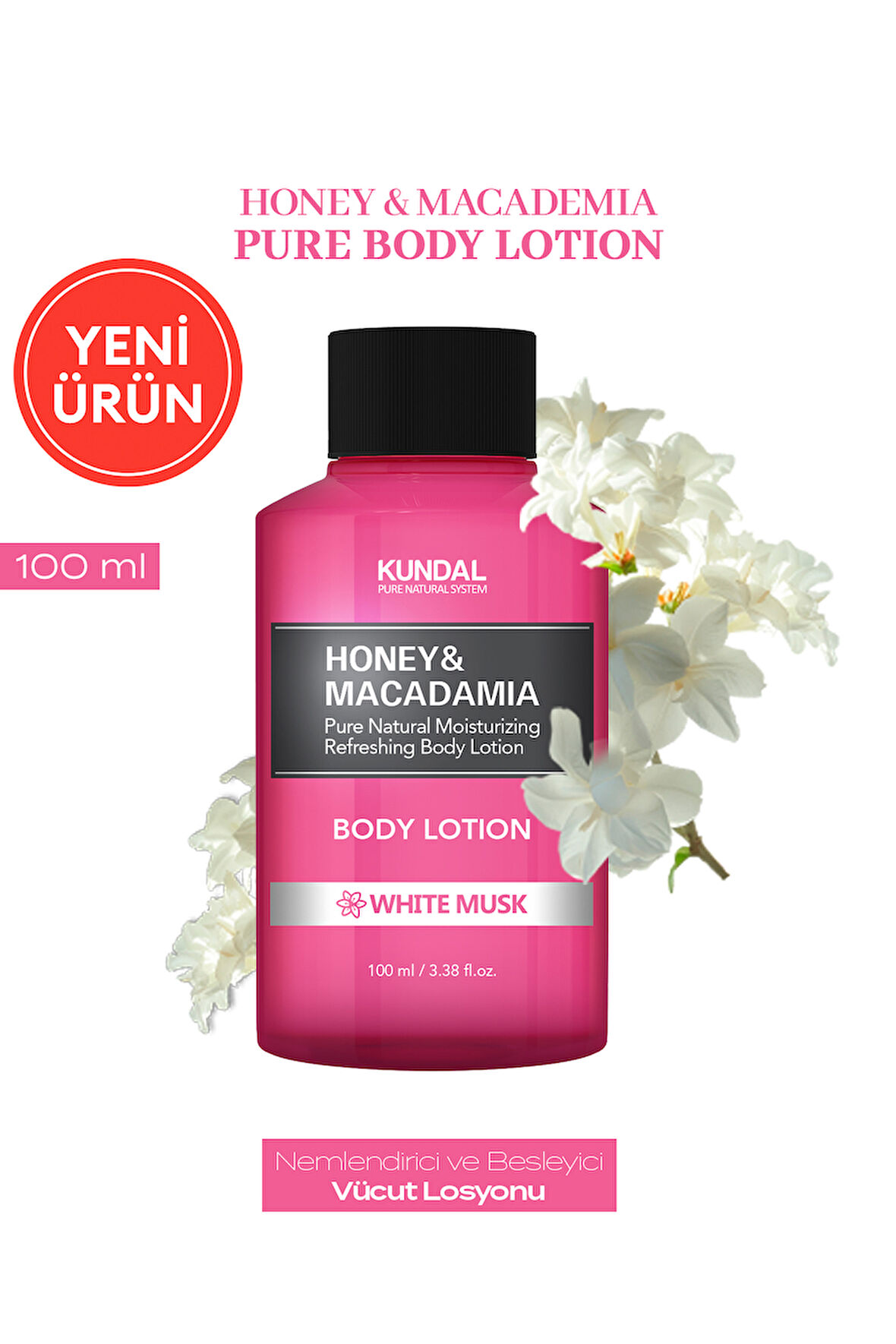 Nemlendirici ve Besleyici Vücut Losyonu KUNDAL Honey & Macadamia Pure Body Lotion 100ml White Musk