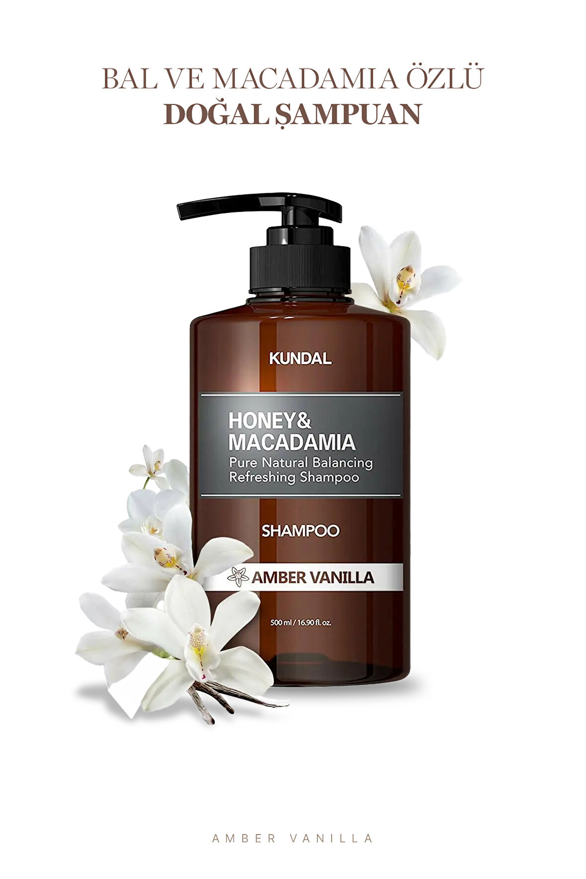 Kırılma Karşıtı, Besleyici Şampuan Kundal Honey & Macadamia Nature Shampoo 500ml (Amber Vanilla)