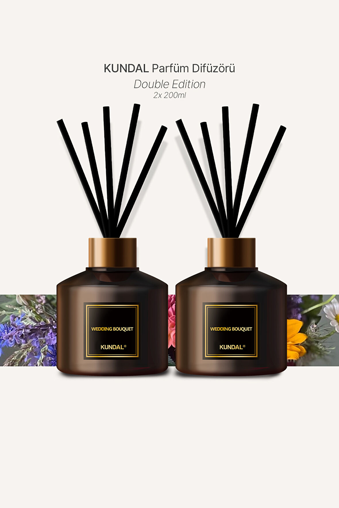 Parfüm Difüzörü Temel Seri KUNDAL Perfume Diffuser 200ml 2Adet (Wedding Bouguet)